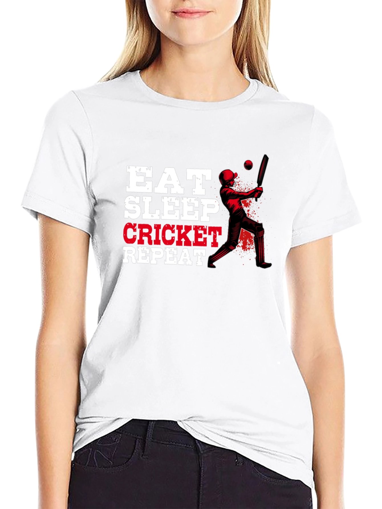 Eat Sleep Cricket Repeat Graphic Tee