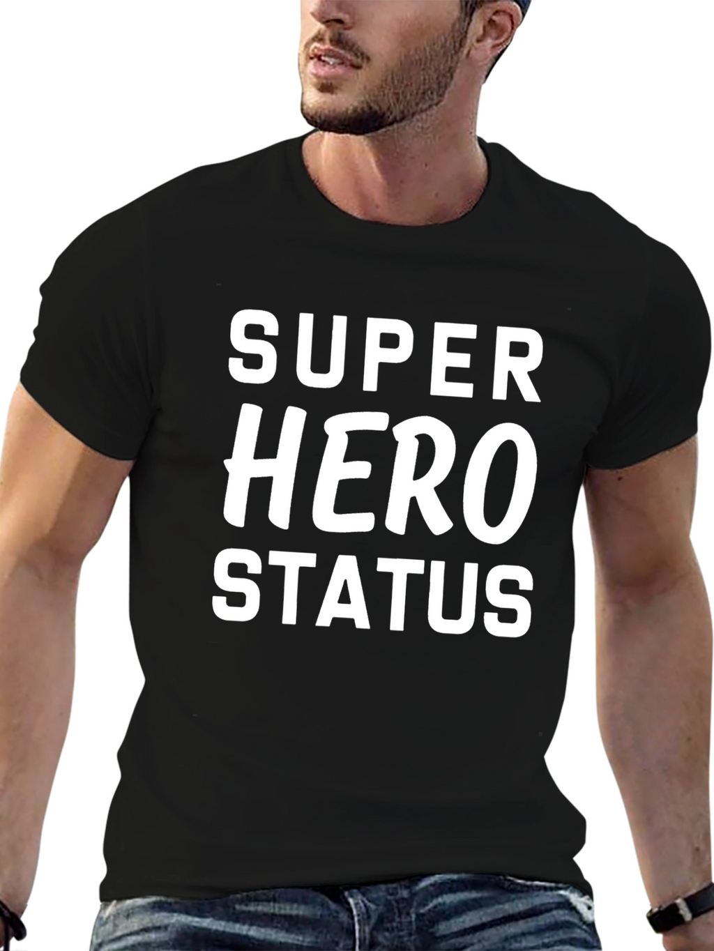 Super Hero Status Black Graphic Tee