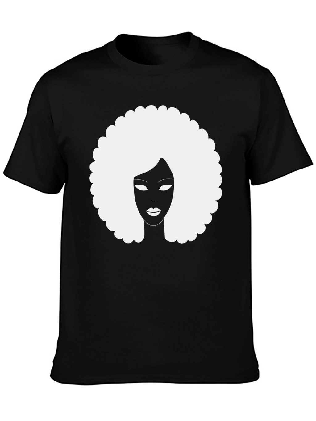 Afro Silhouette Graphic Tee - Classic Black Cotton T-Shirt