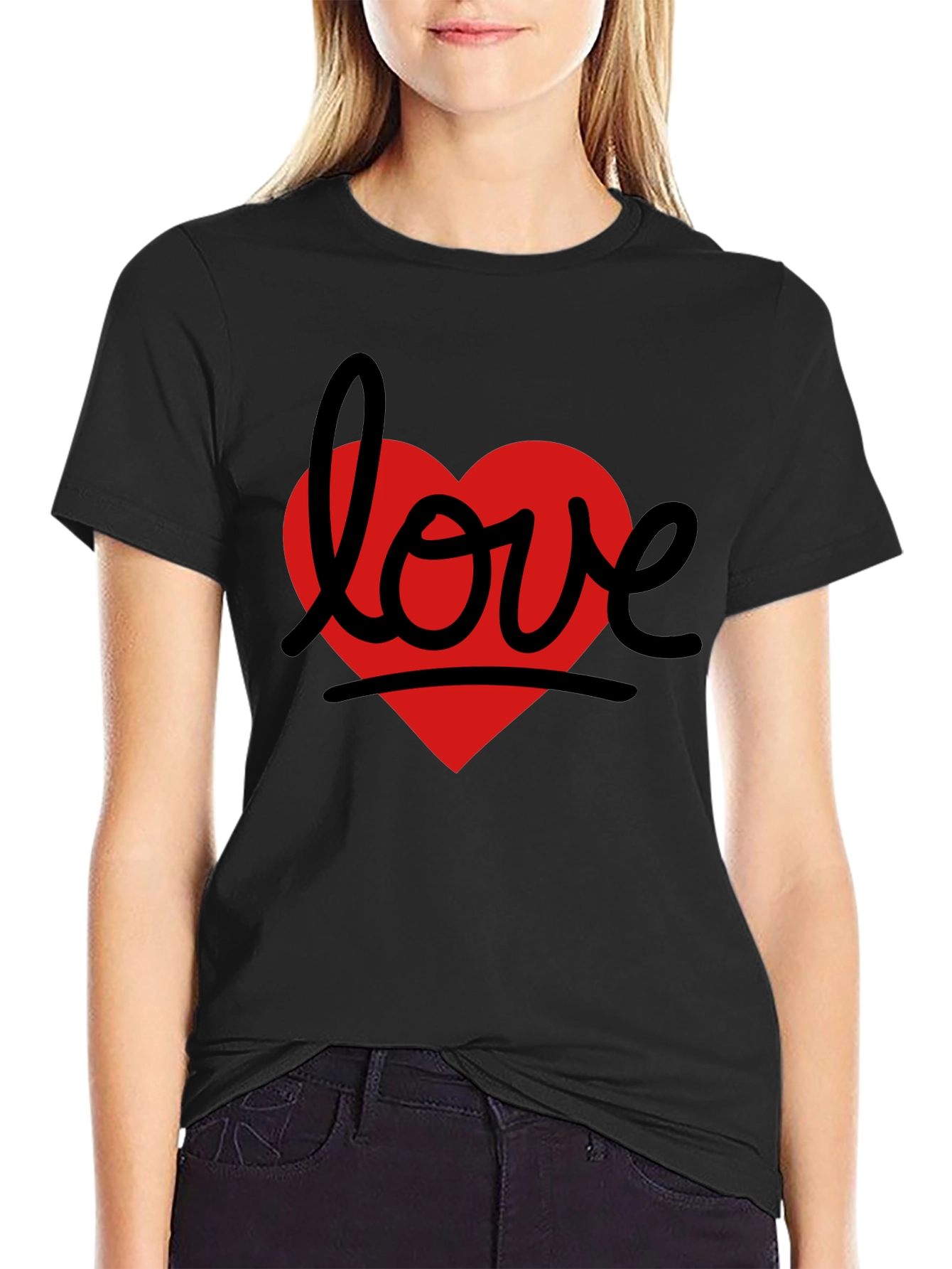 Love Heart Graphic Tee - Black