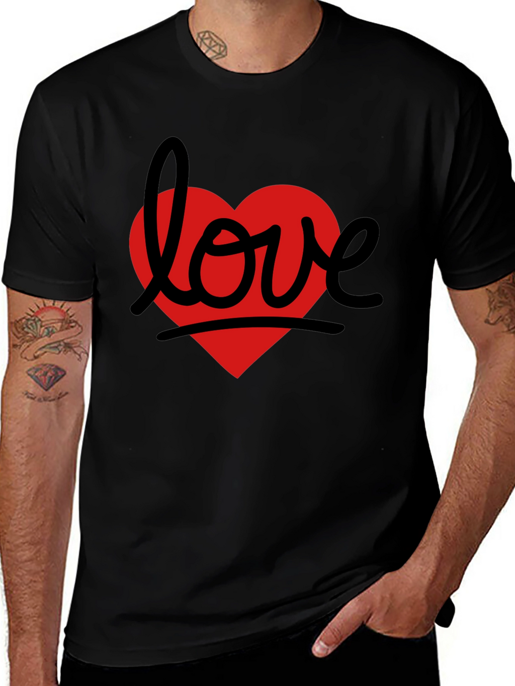 Love Heart Graphic Tee - Black