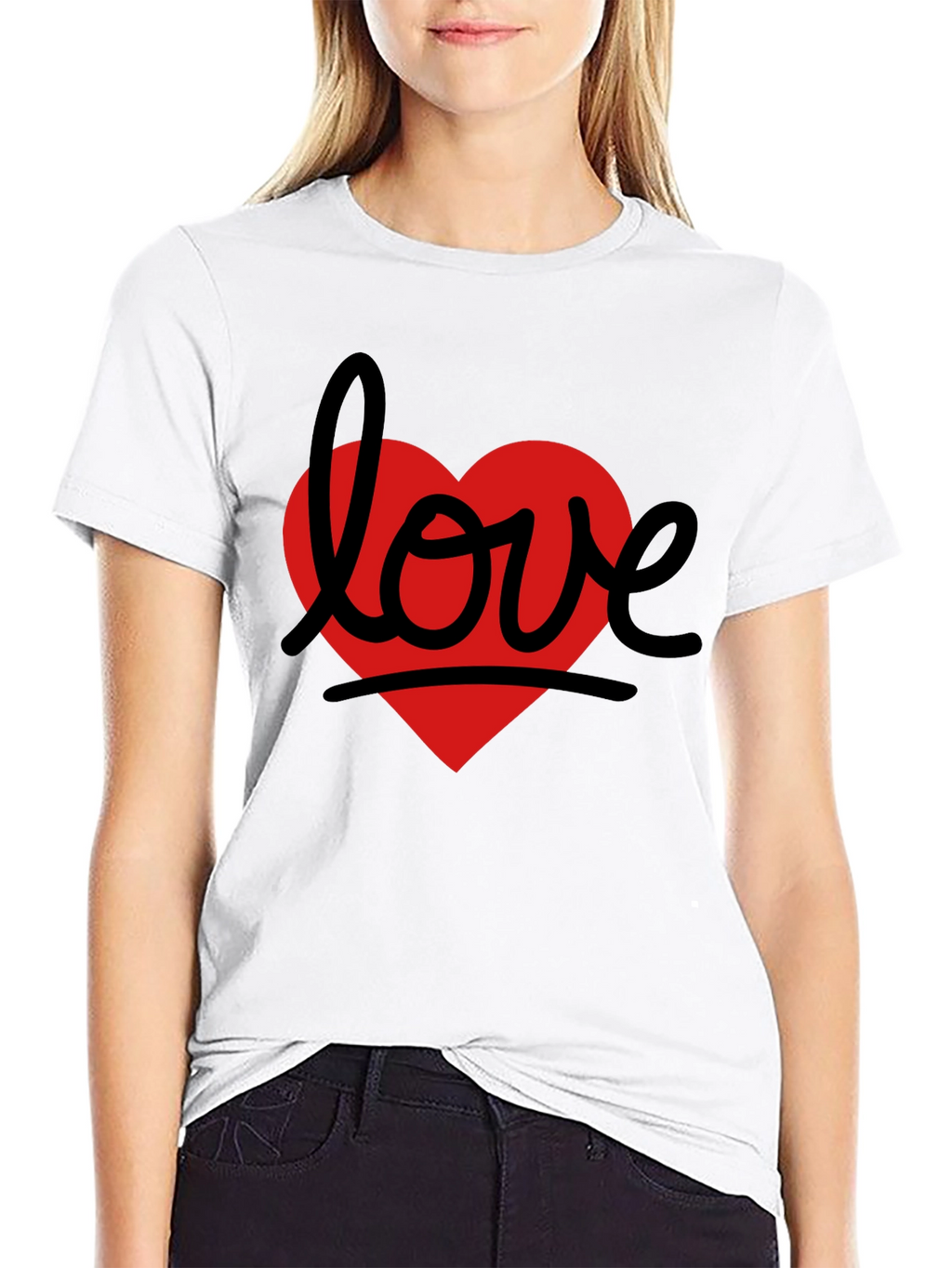 Love Heart Graphic Tee - Black