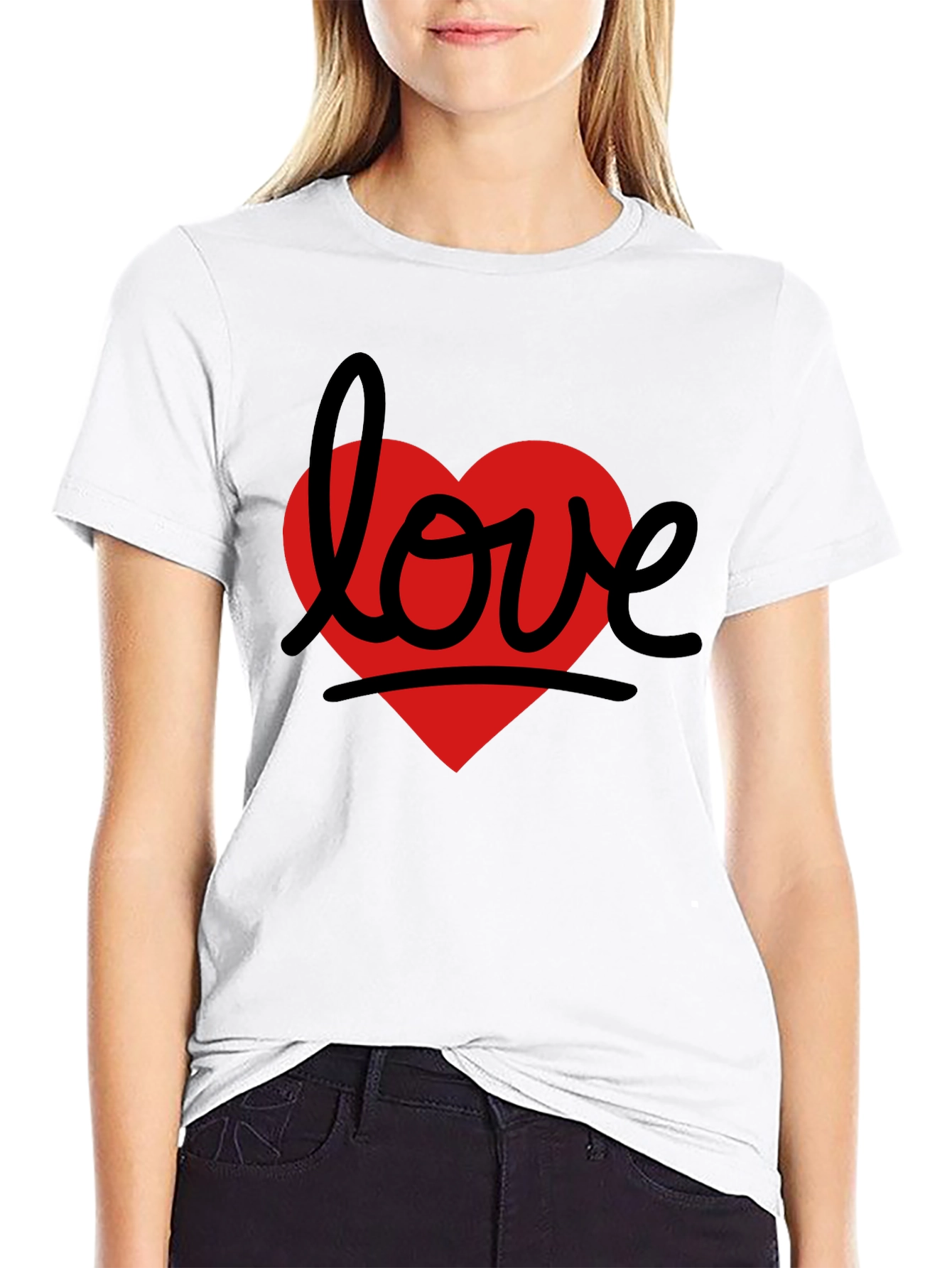 Love Heart Graphic Tee - Black