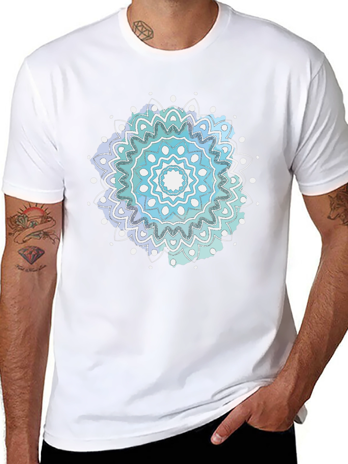 Mens Black Mandala Graphic Tee