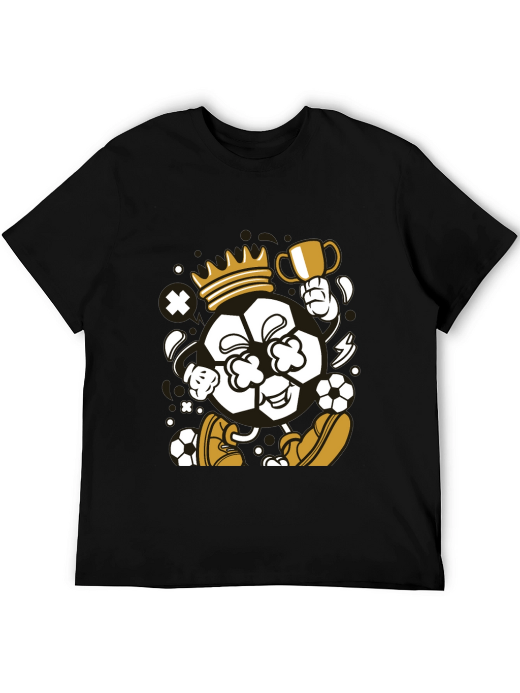 King Soccer Ball Black T-Shirt