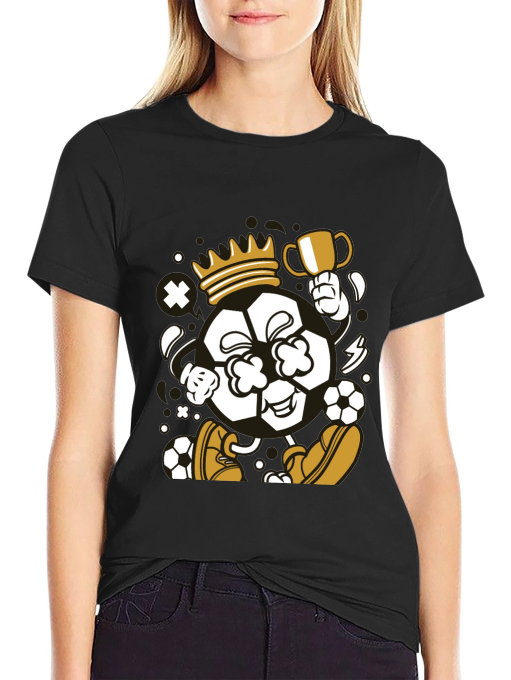 King Soccer Ball Black T-Shirt