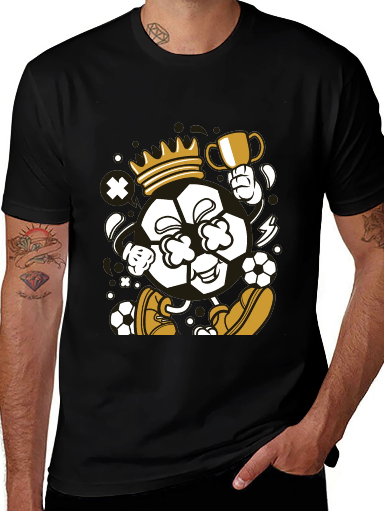 King Soccer Ball Black T-Shirt