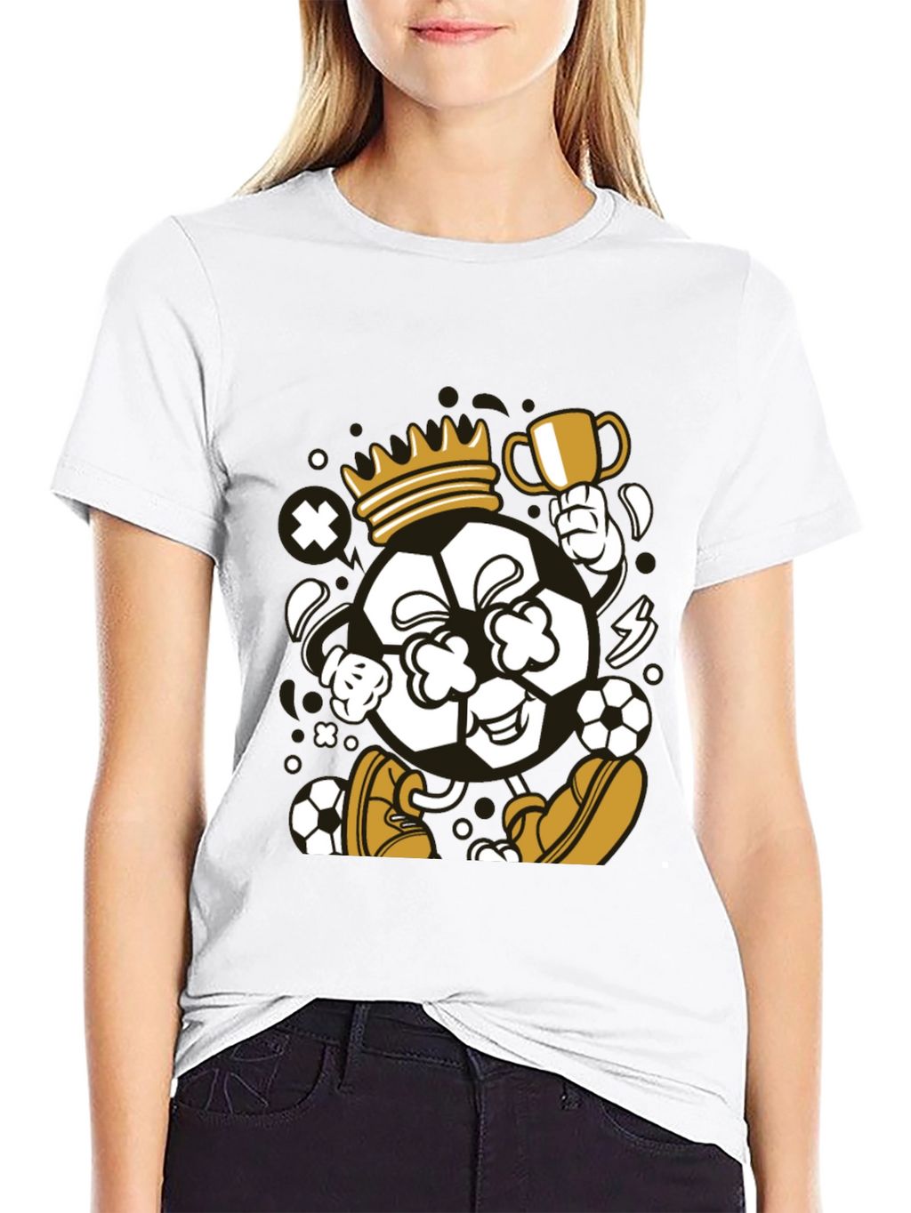 King Soccer Ball Black T-Shirt