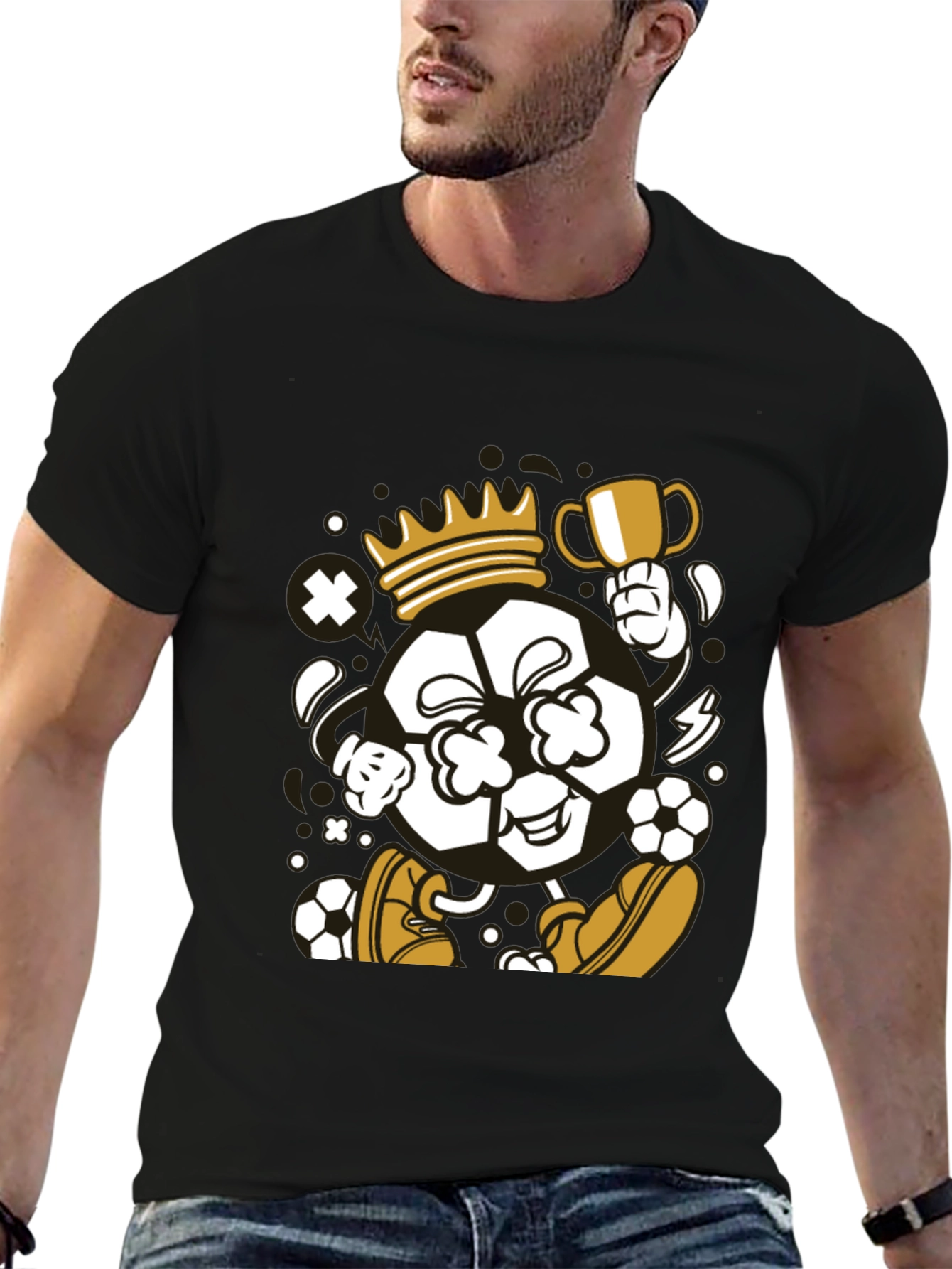 King Soccer Ball Black T-Shirt