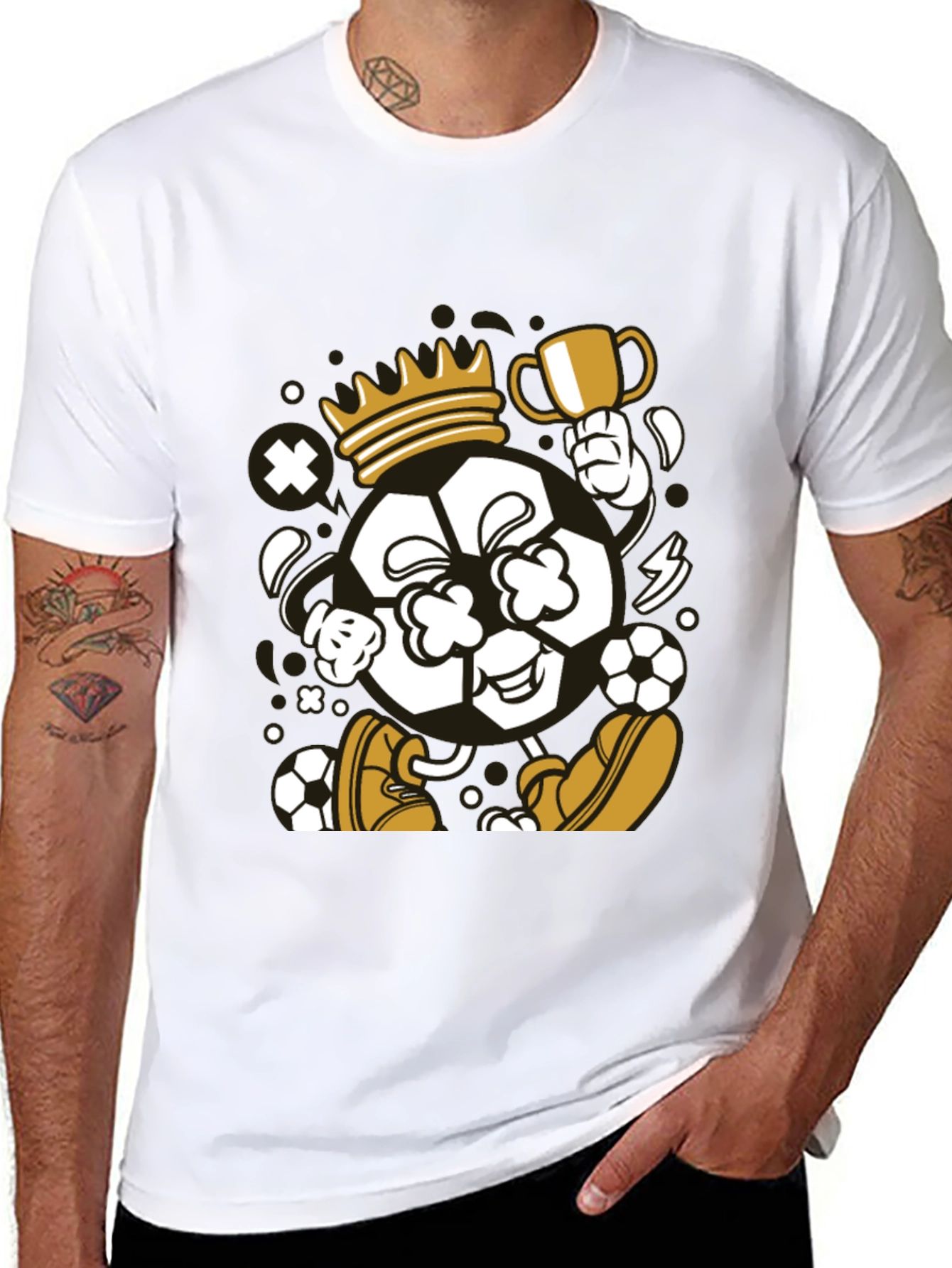 King Soccer Ball Black T-Shirt
