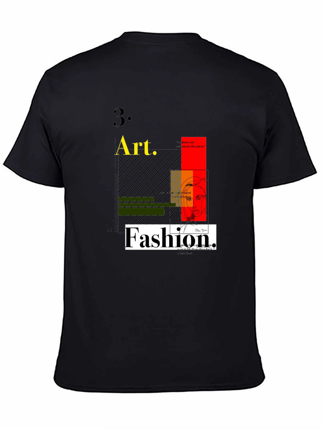 Art Fashion Graphic Tee - Modern Design Black T-Shirt