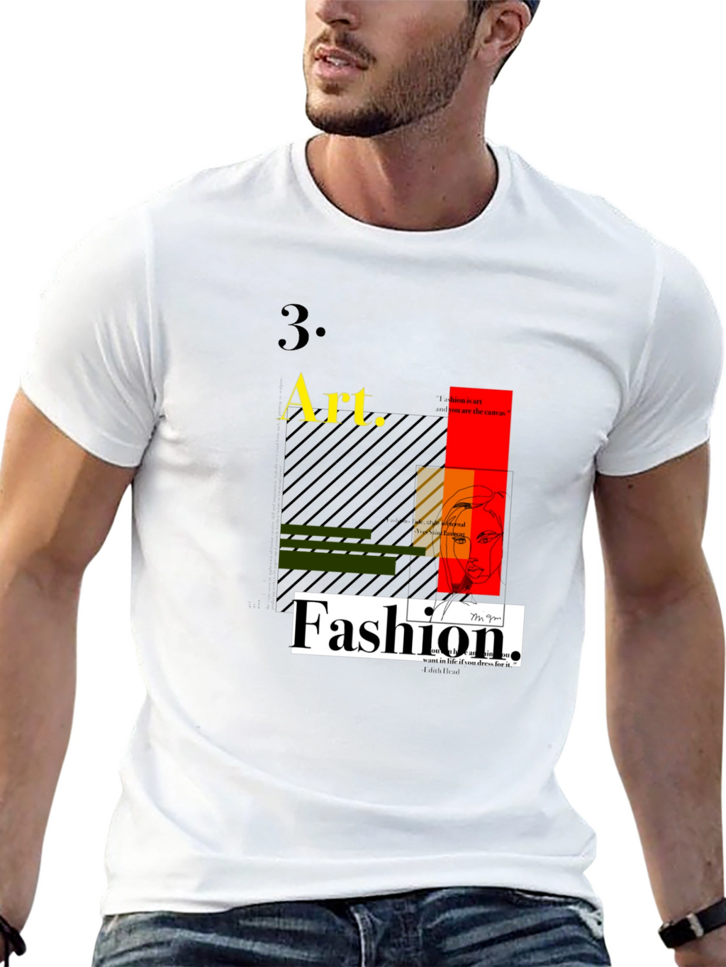 Art Fashion Graphic Tee - Modern Design Black T-Shirt