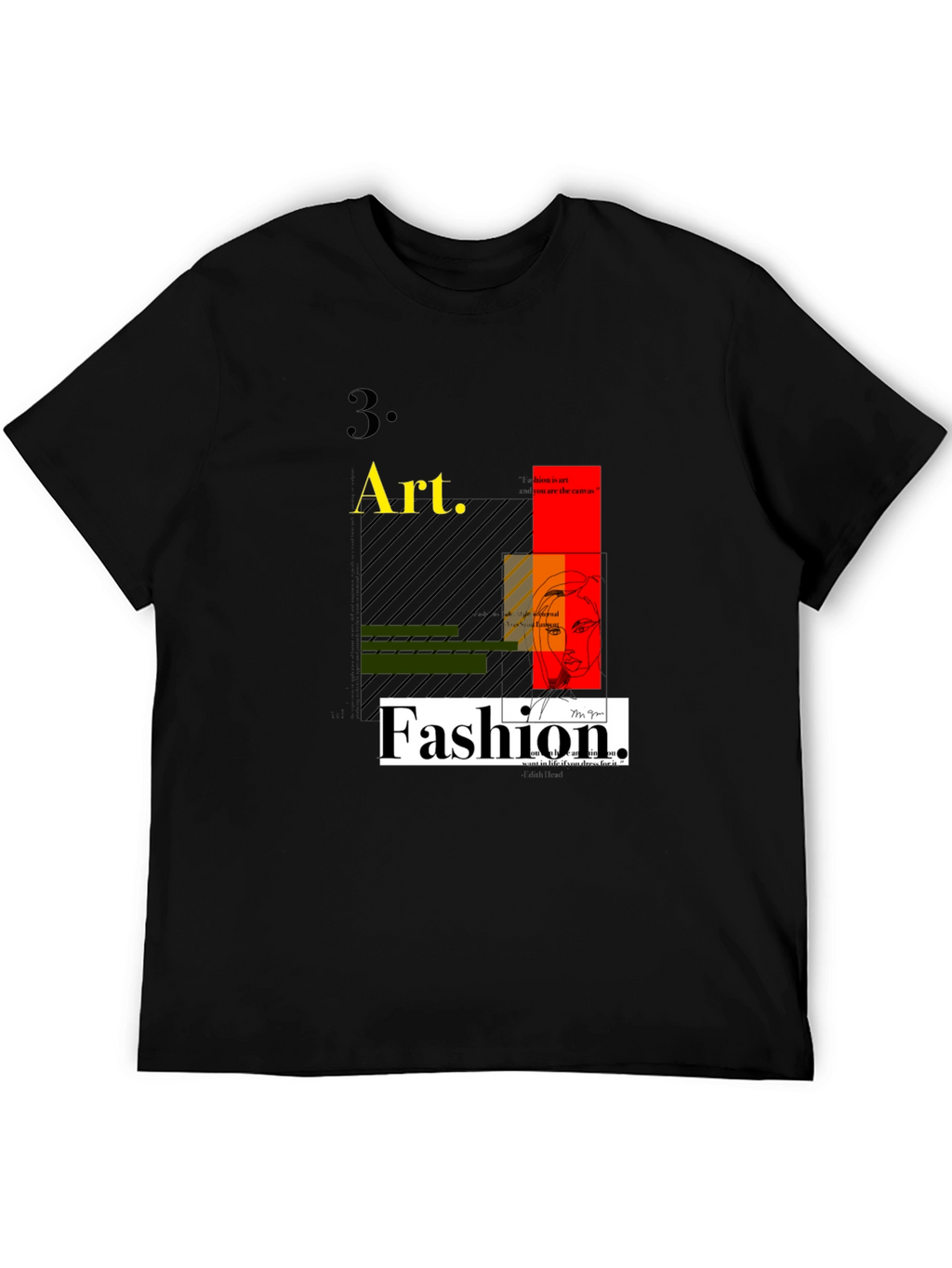 Art Fashion Graphic Tee - Modern Design Black T-Shirt