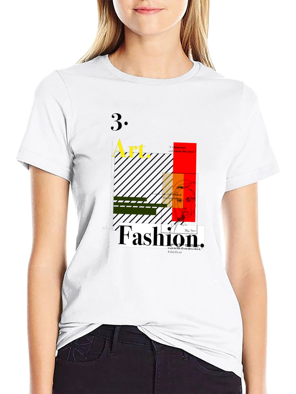 Art Fashion Graphic Tee - Modern Design Black T-Shirt