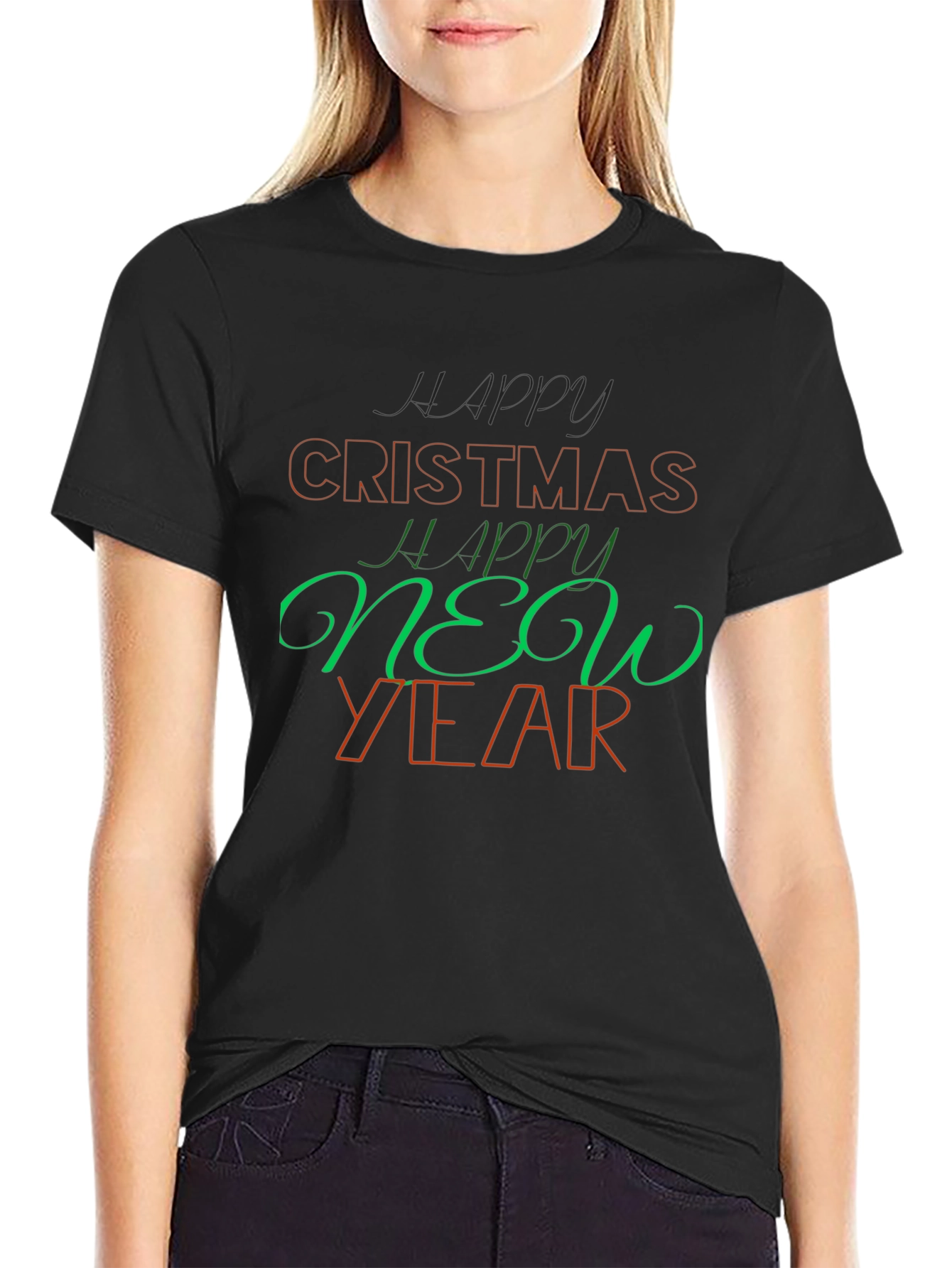 Festive Holiday Graphic Tee - Happy Christmas New Year Shirt