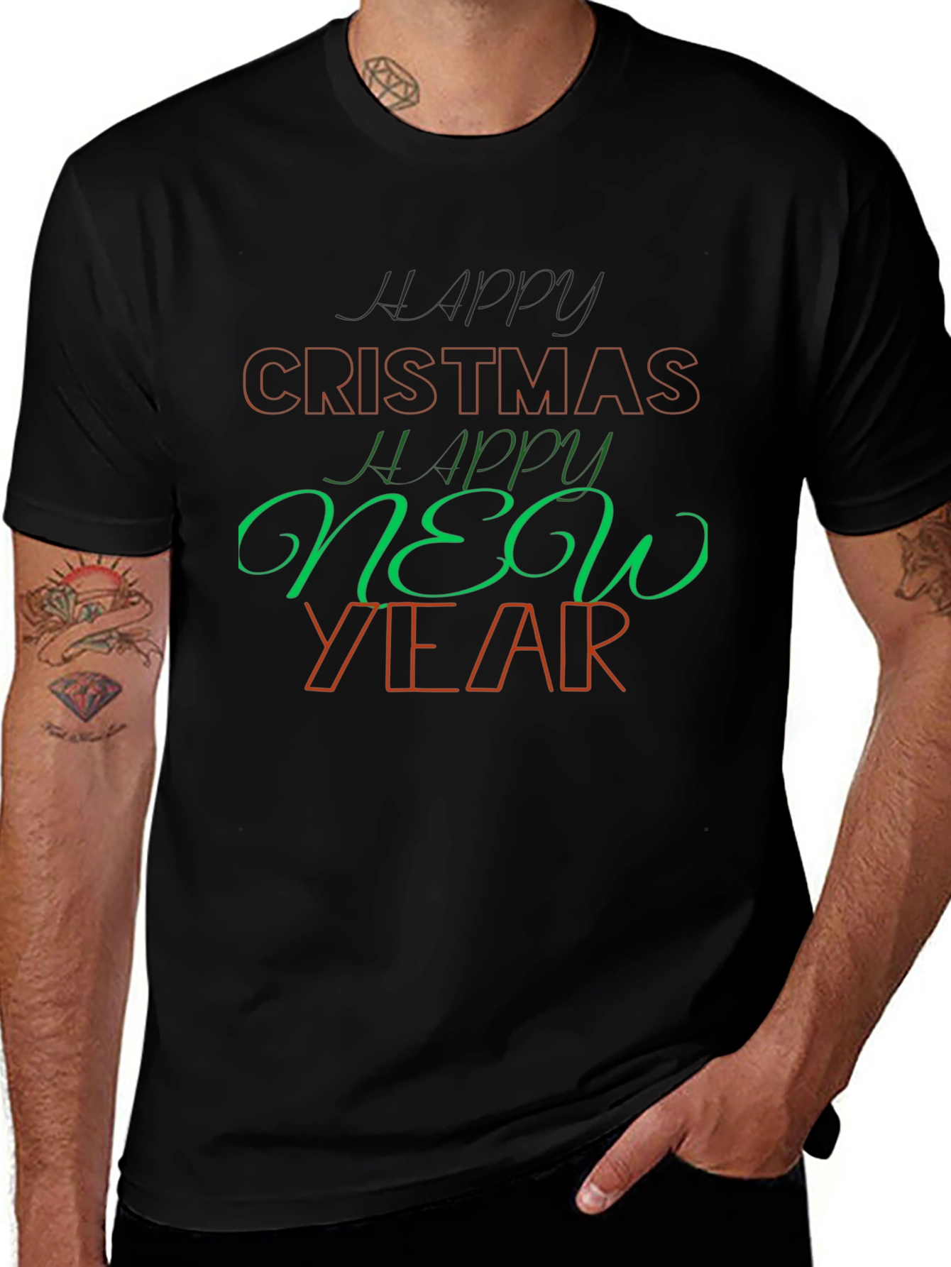 Festive Holiday Graphic Tee - Happy Christmas New Year Shirt