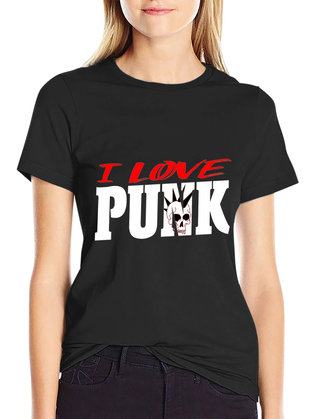 I Love Punk T-Shirt - Skull Design