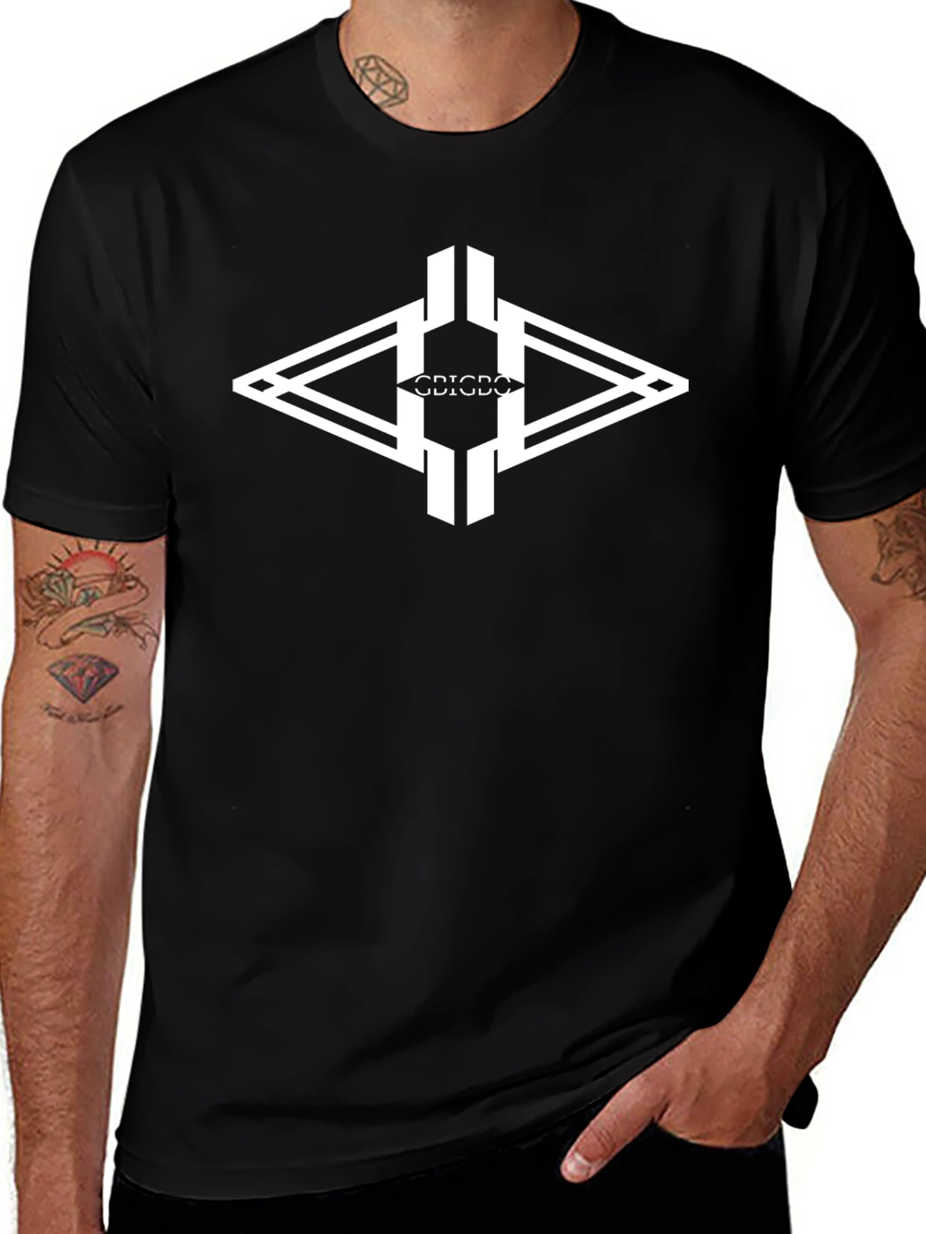 Geometric Graphic Tee - Modern Design Black T-Shirt