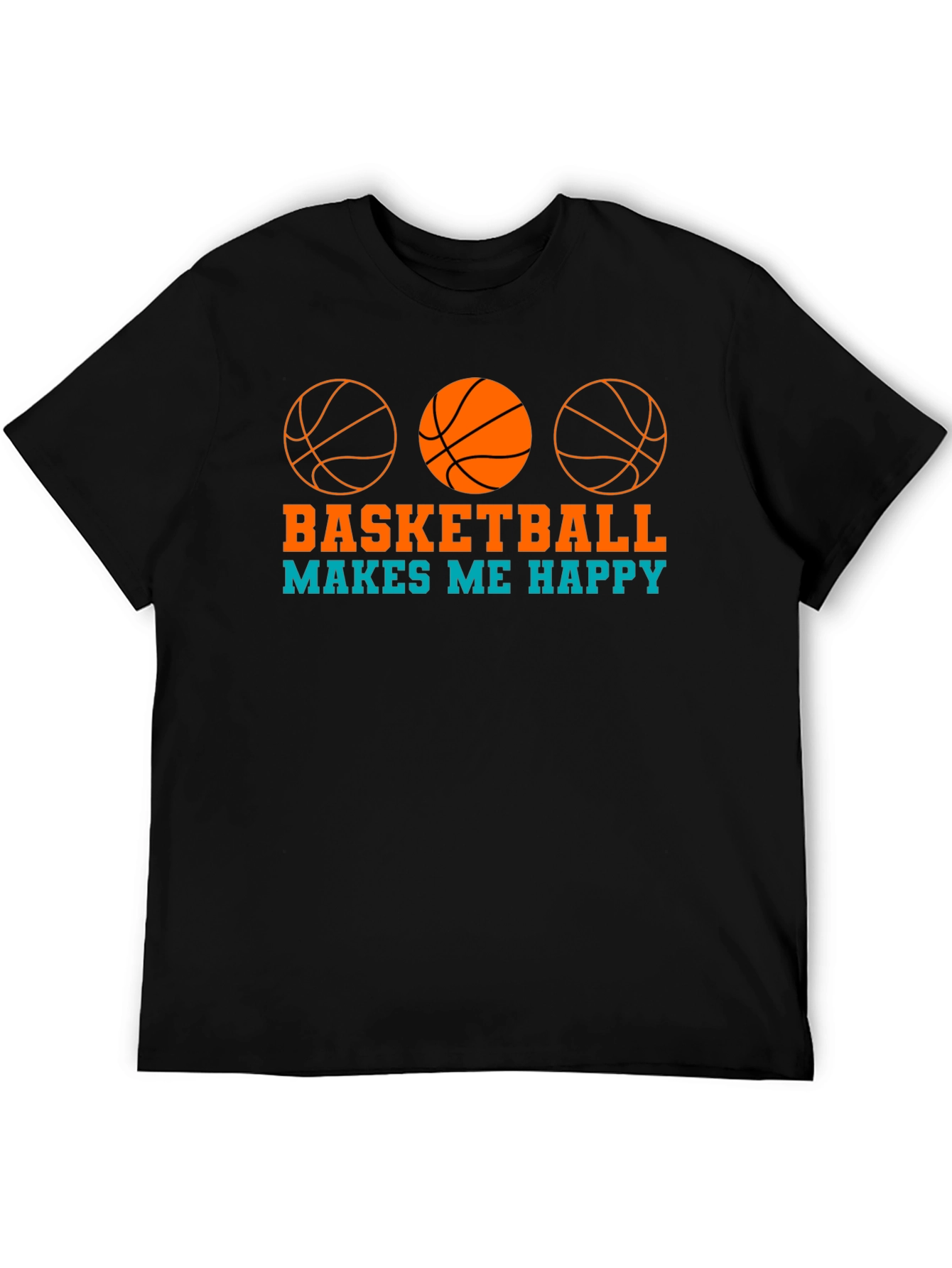 Basketball Makes Me Happy Graphic T-Shirt