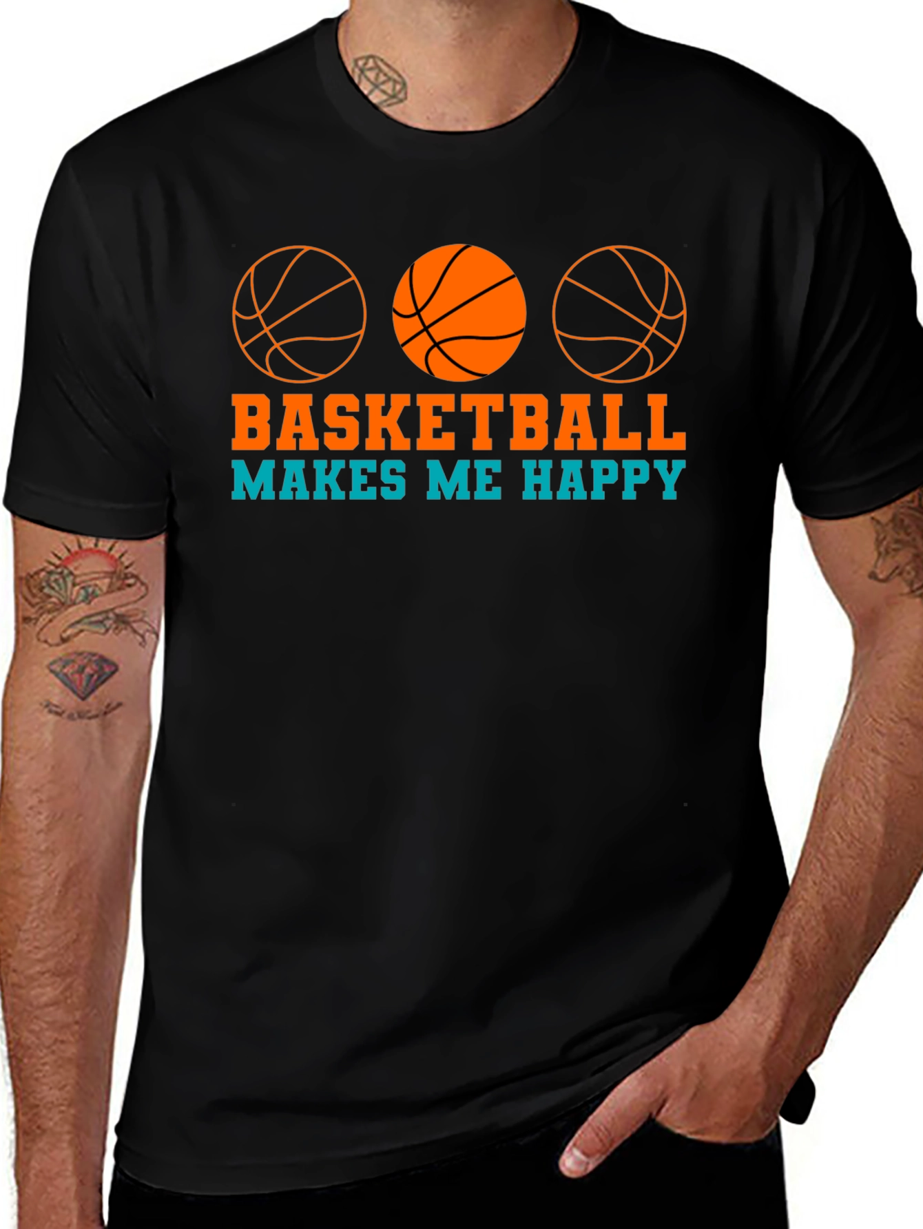 Basketball Makes Me Happy Graphic T-Shirt