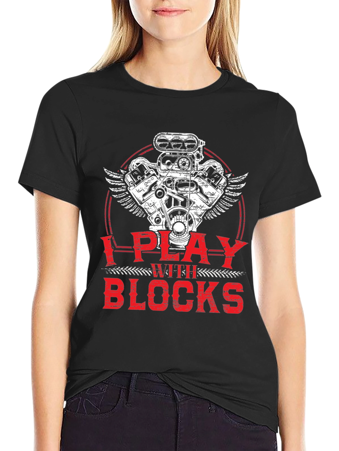 I Play with Blocks T-Shirt - Automotive Engine Design