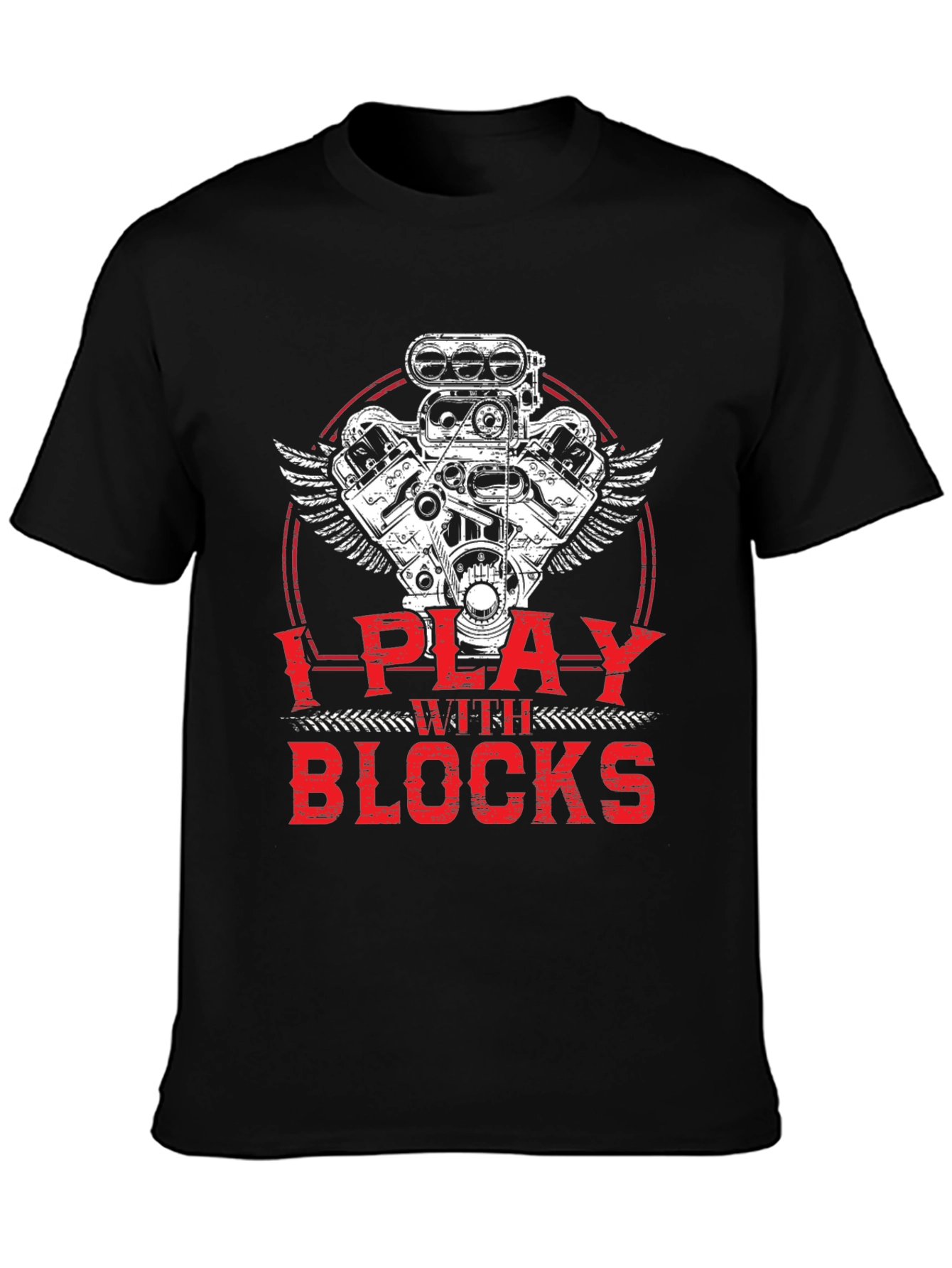 I Play with Blocks T-Shirt - Automotive Engine Design