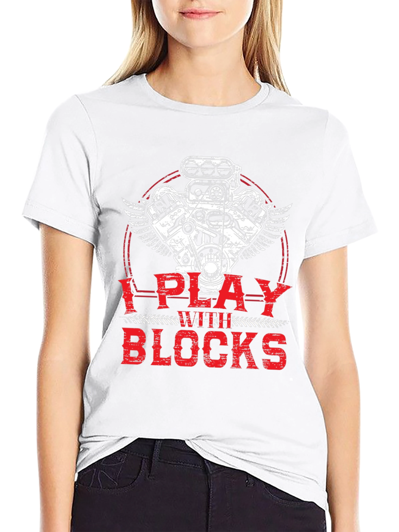 I Play with Blocks T-Shirt - Automotive Engine Design