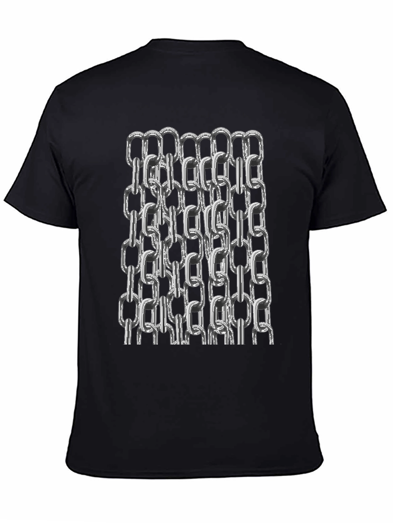Chain Link Graphic Tee - Black Cotton Casual T-Shirt