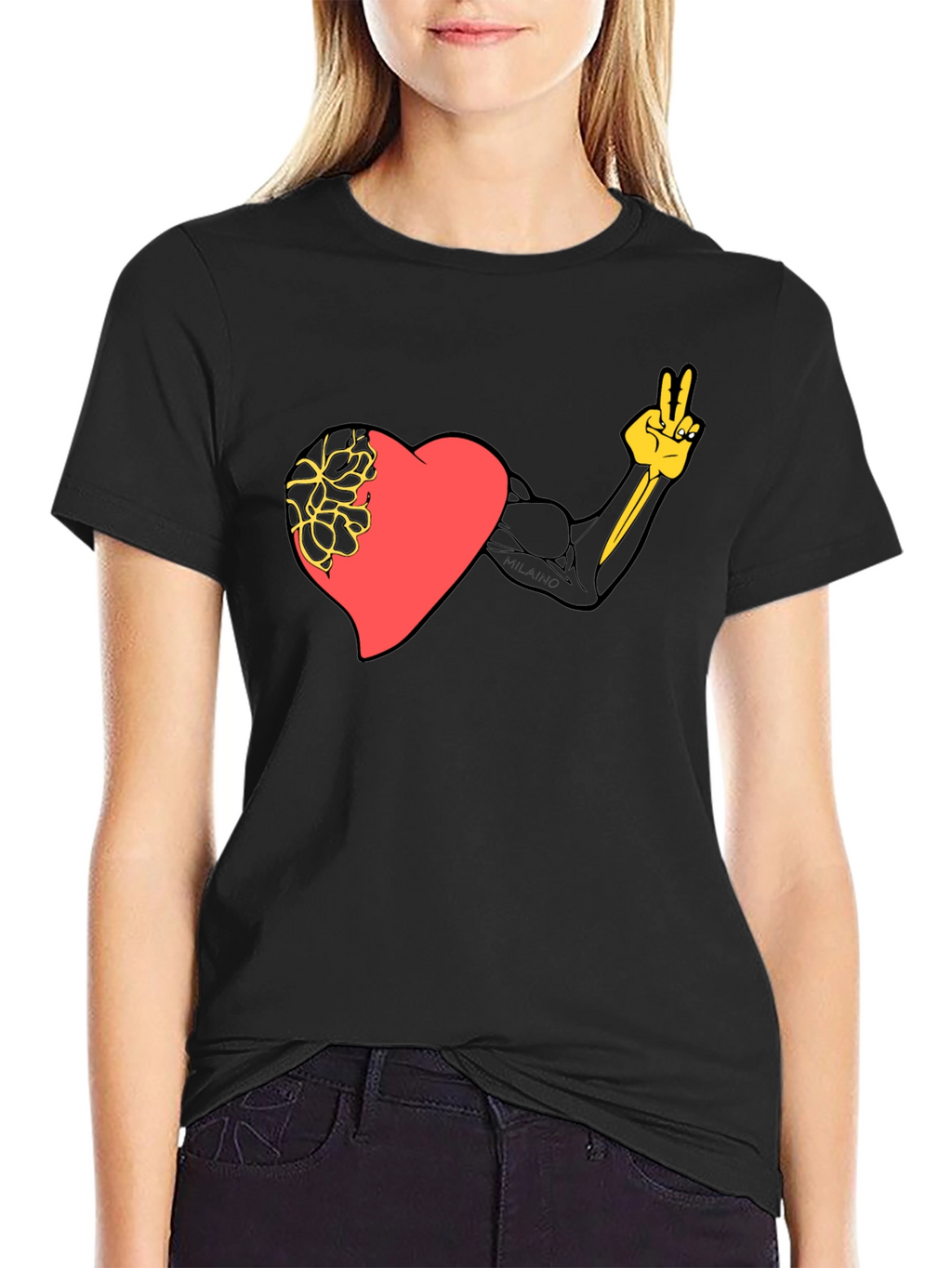Heart Strength Graphic Black Tee