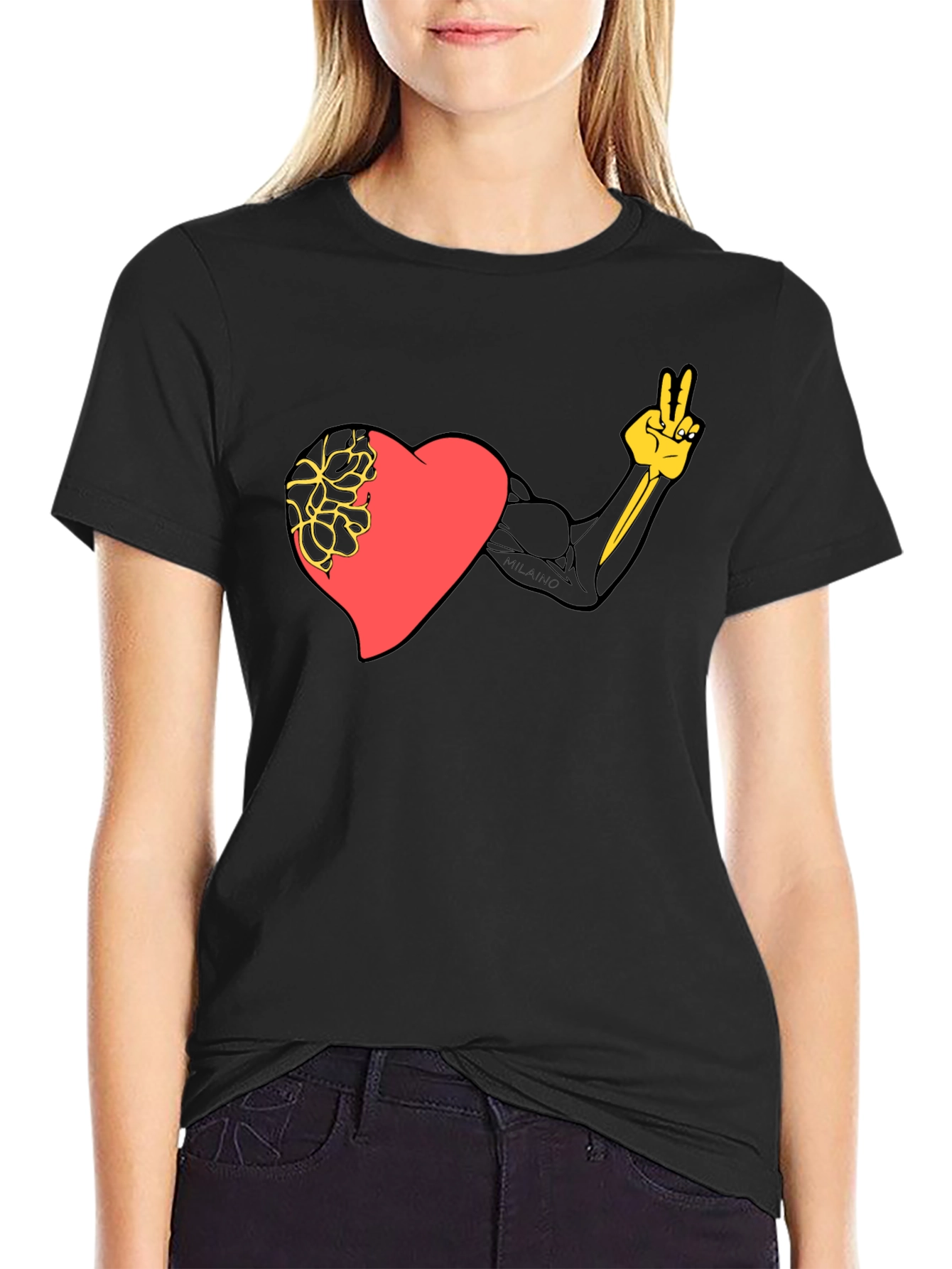 Heart Strength Graphic Black Tee