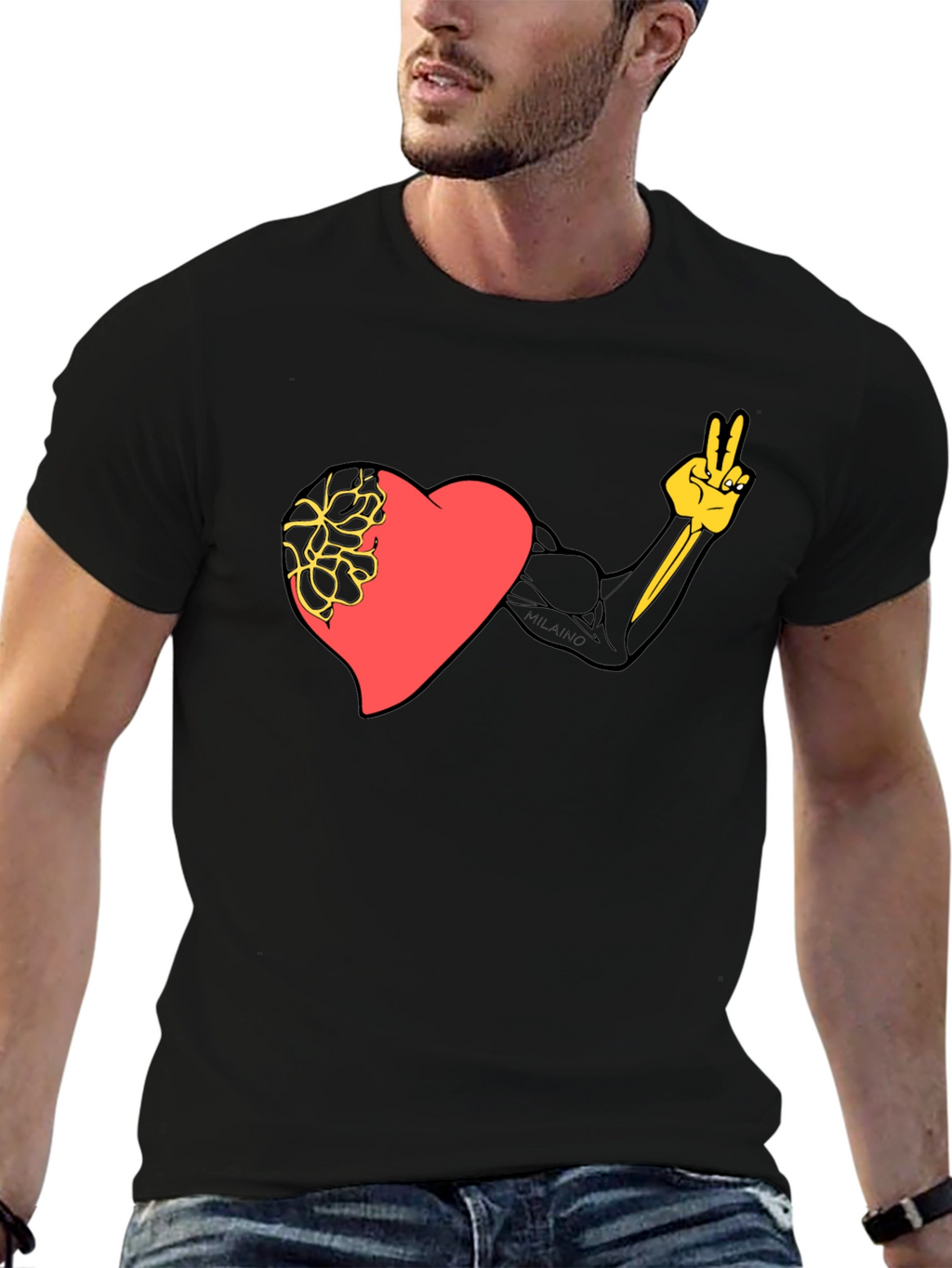 Heart Strength Graphic Black Tee
