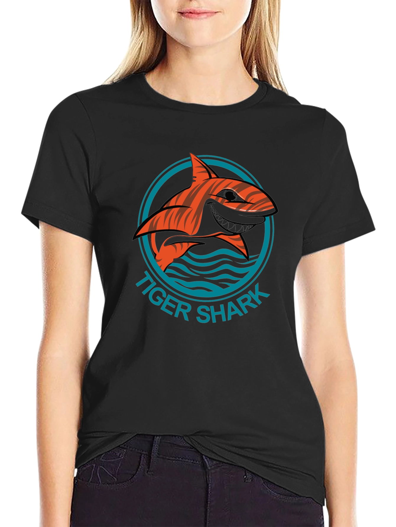 Tiger Shark Graphic Tee - Stylish Mens Black T-Shirt