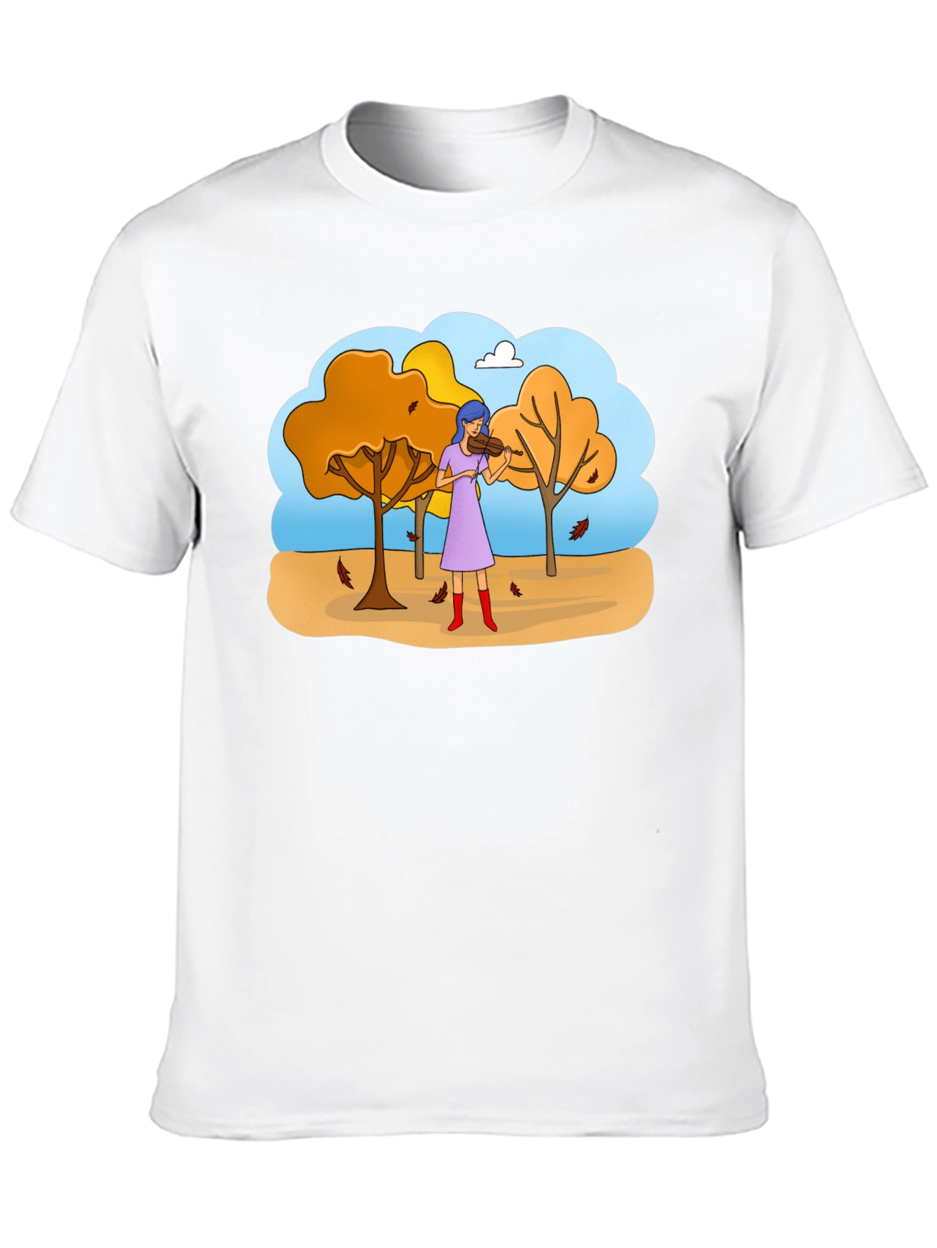 Autumn Violinist Graphic Tee - Unisex Black T-Shirt