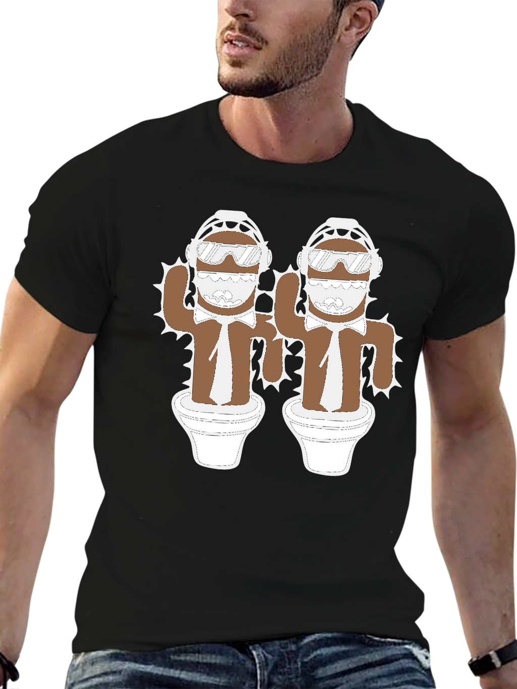 Cactus Bros Black T-Shirt - Unique Graphic Tee