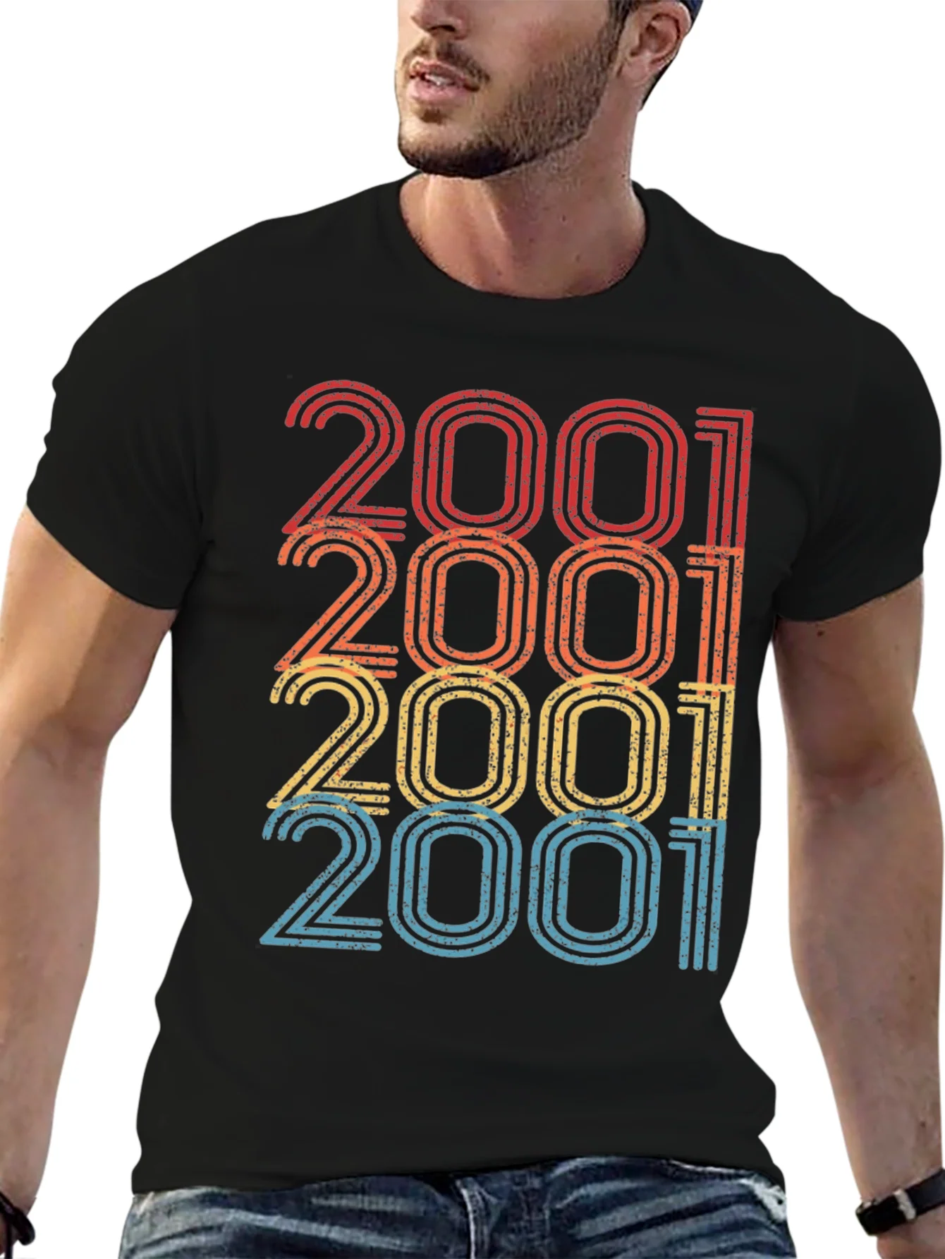 2001 Retro Style Black T-Shirt
