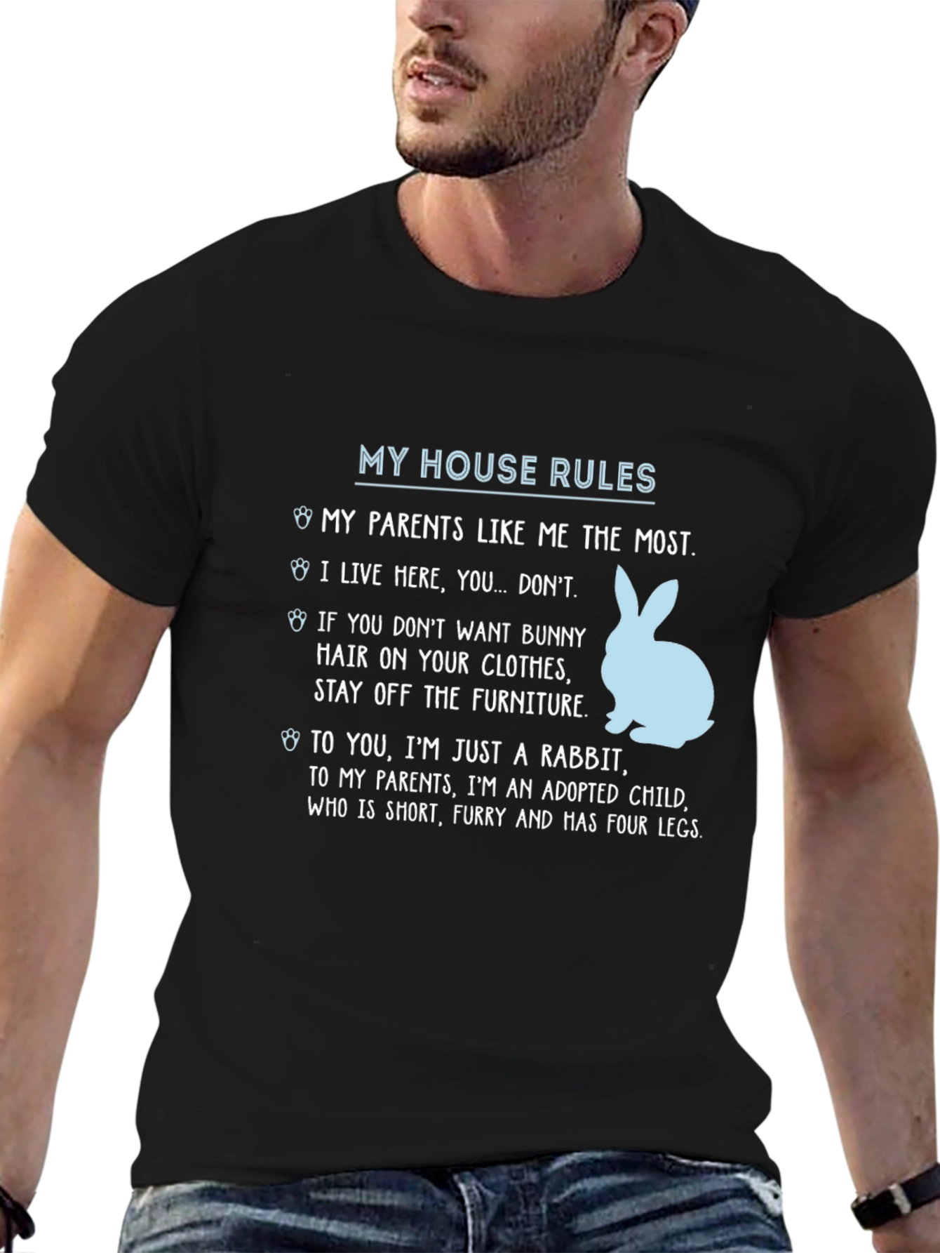 My House Rules Bunny Rabbit Graphic Tee
