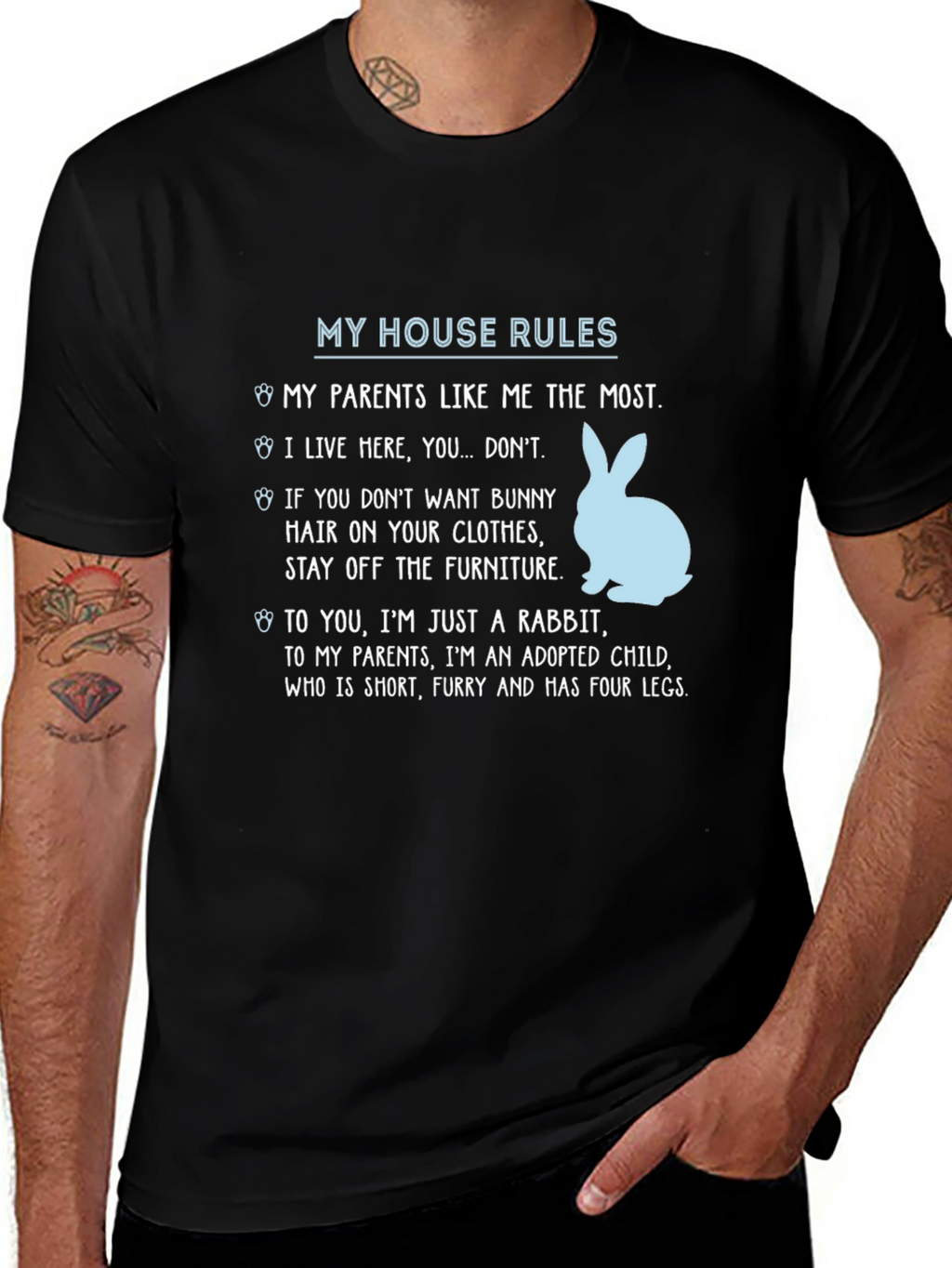 My House Rules Bunny Rabbit Graphic Tee