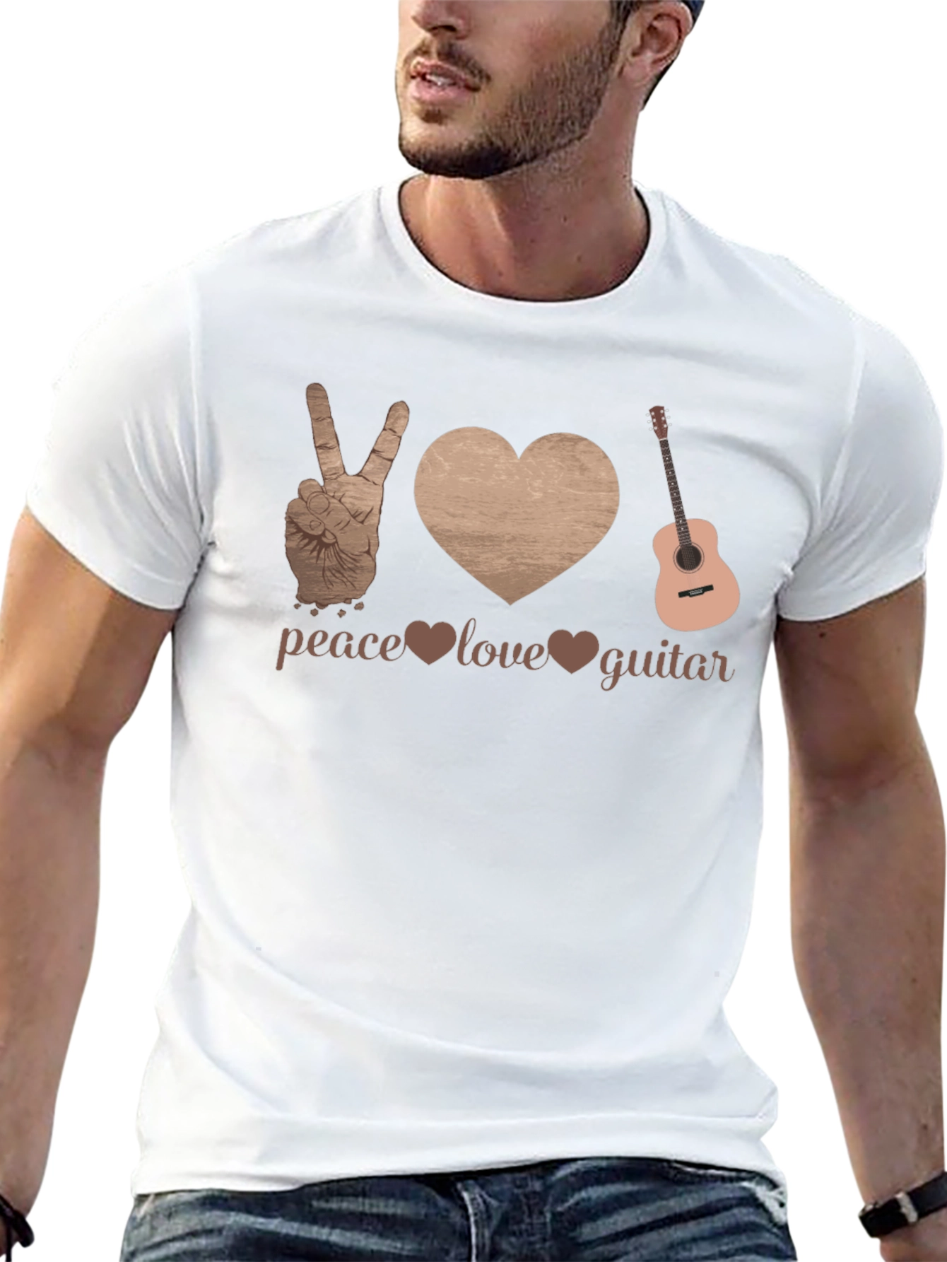 Peace Love Guitar Graphic Tee