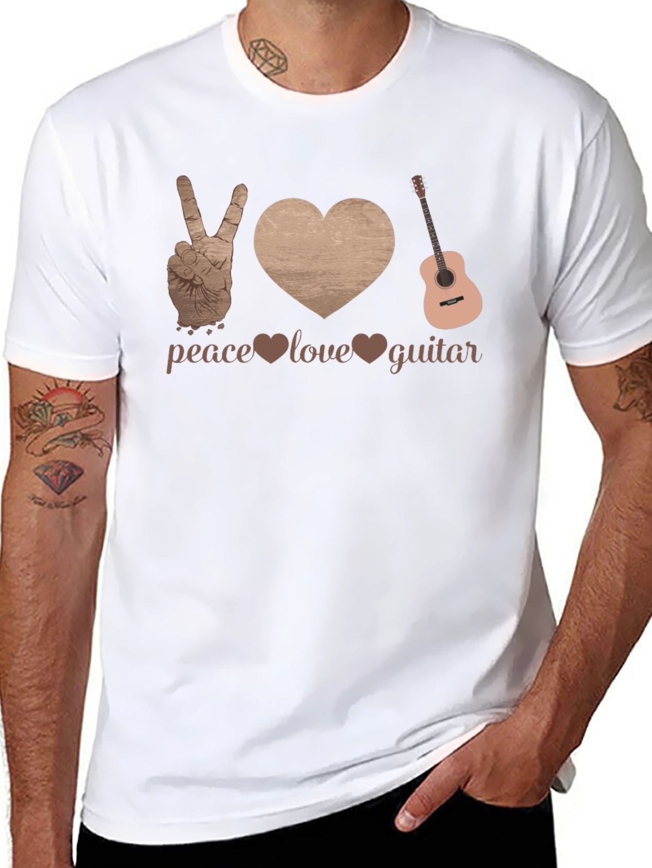 Peace Love Guitar Graphic Tee