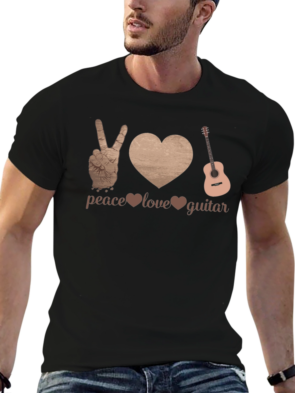 Peace Love Guitar Graphic Tee