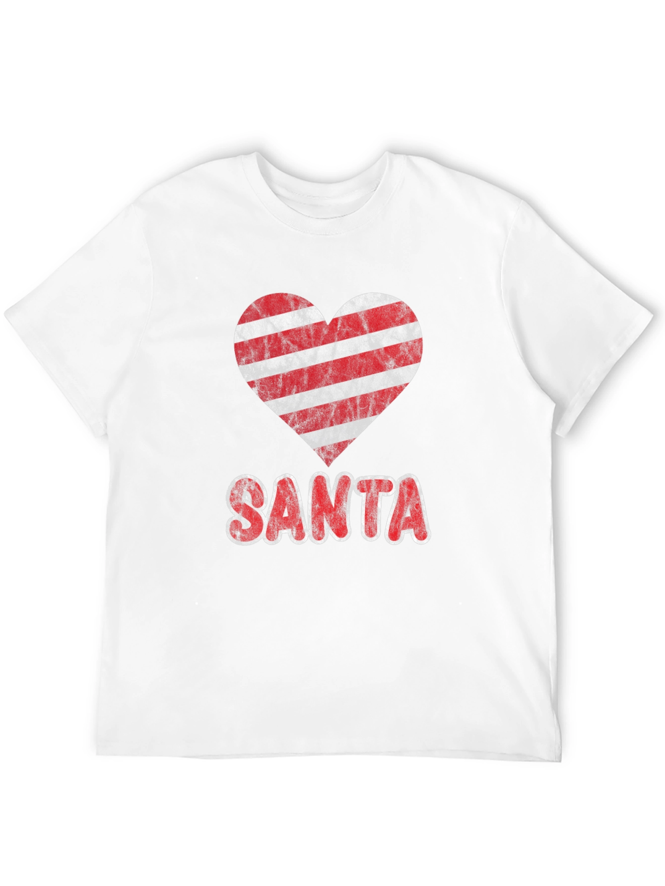Striped Heart Santa Christmas Graphic Tee