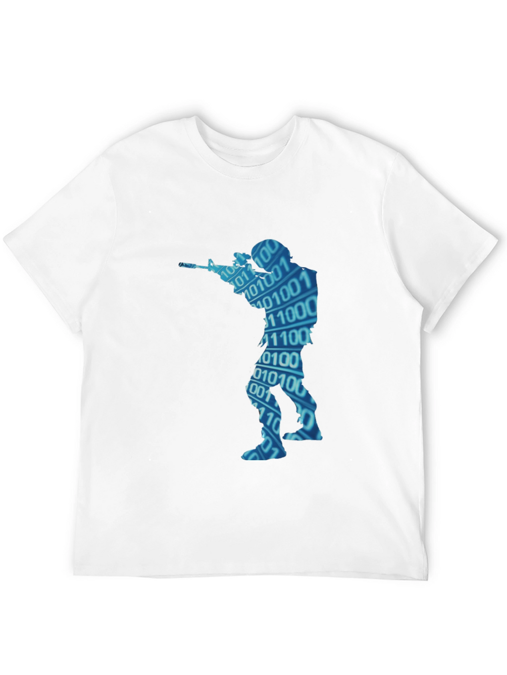 Binary Code Soldier Graphic Black T-Shirt