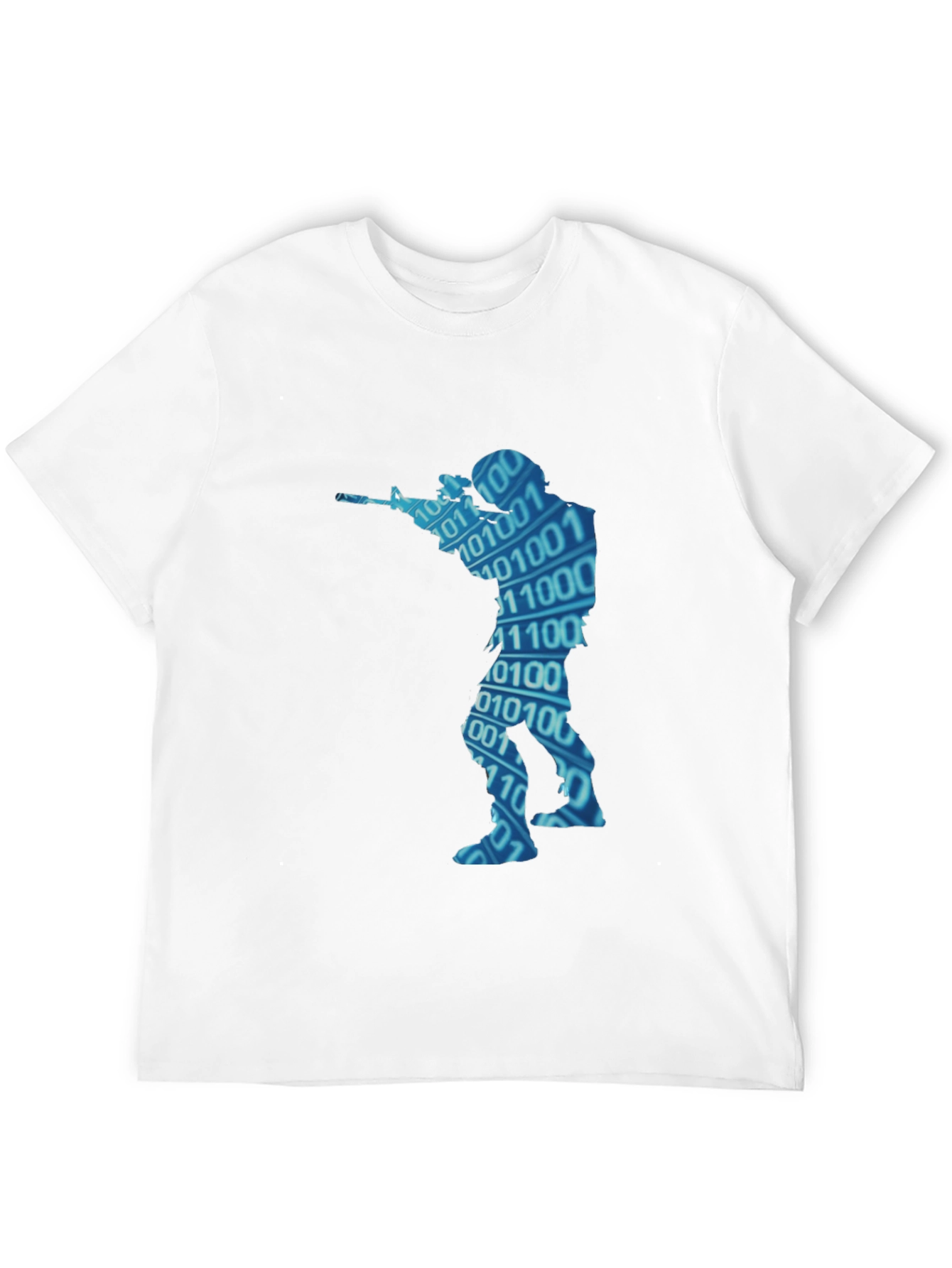 Binary Code Soldier Graphic Black T-Shirt