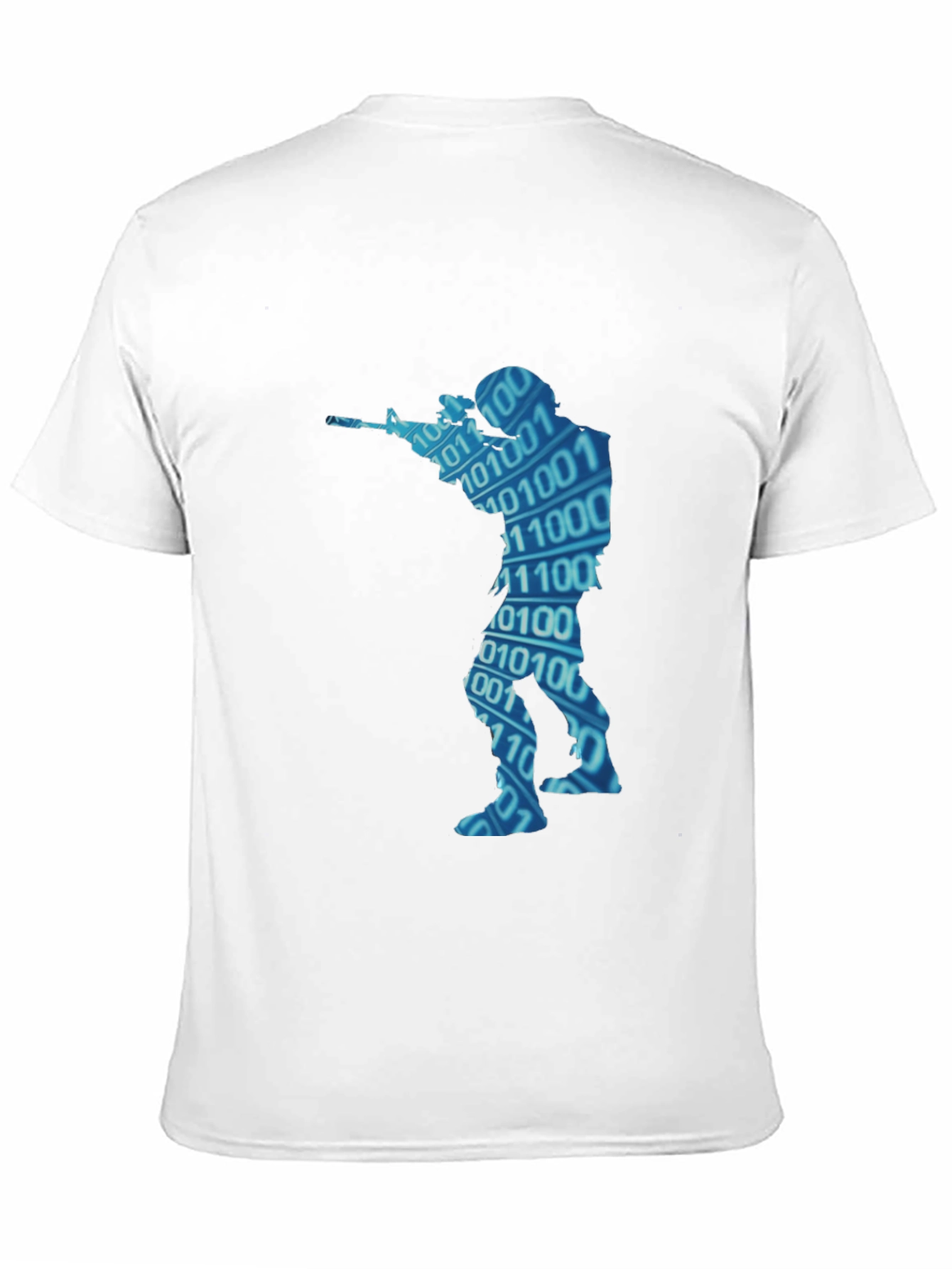 Binary Code Soldier Graphic Black T-Shirt