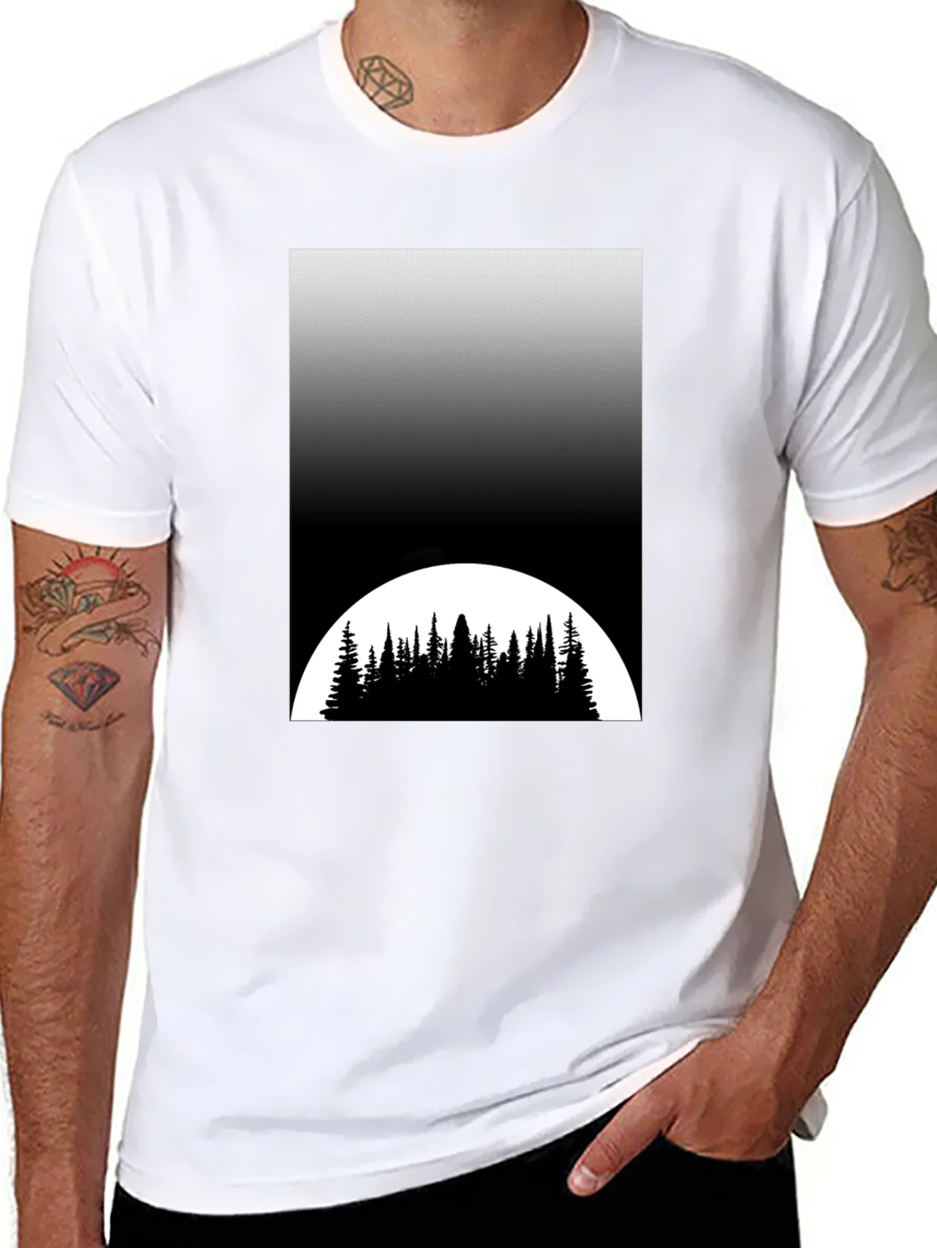 Nature Scene Black T-Shirt