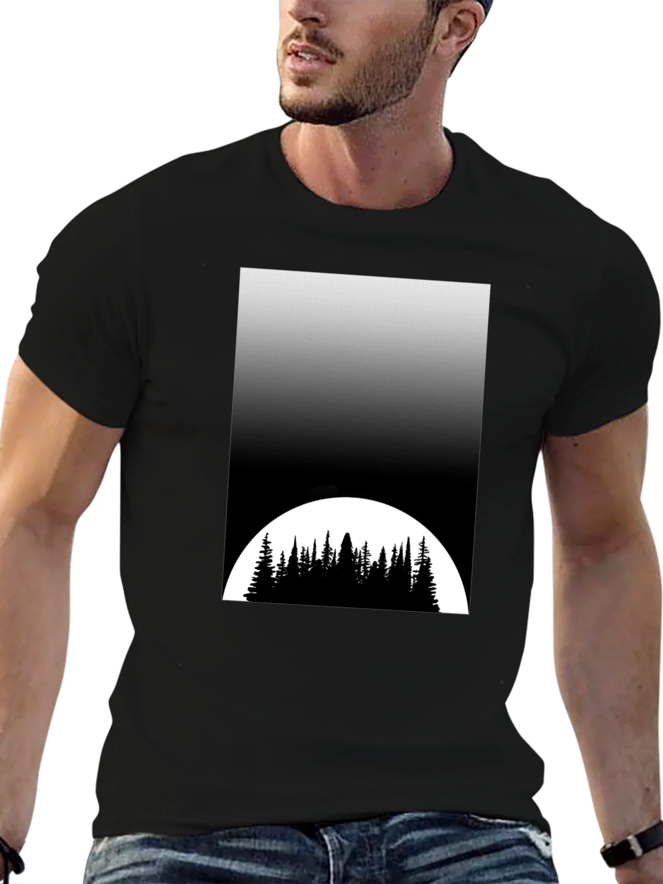 Nature Scene Black T-Shirt