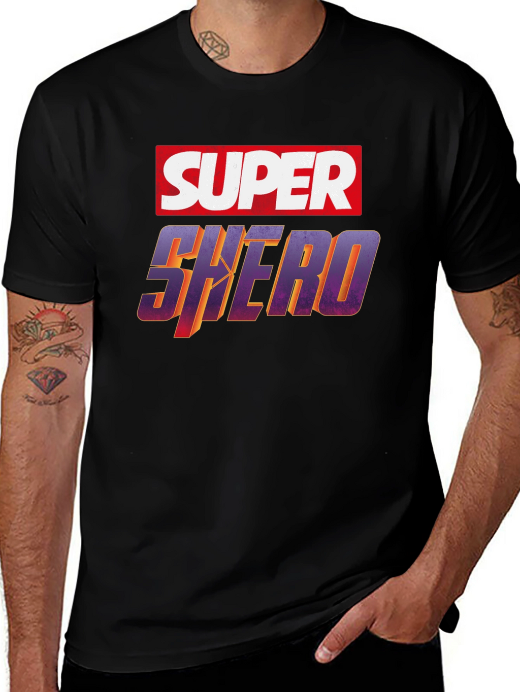 Super Shero Graphic Tee - Black Unisex T-Shirt