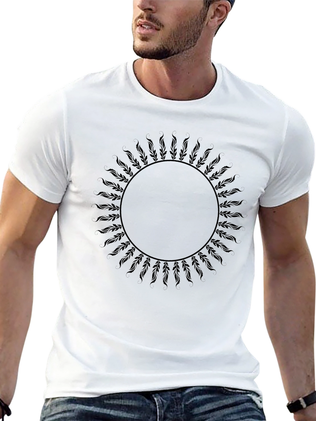 Sunburst Graphic Tee - Black Cotton Casual Shirt