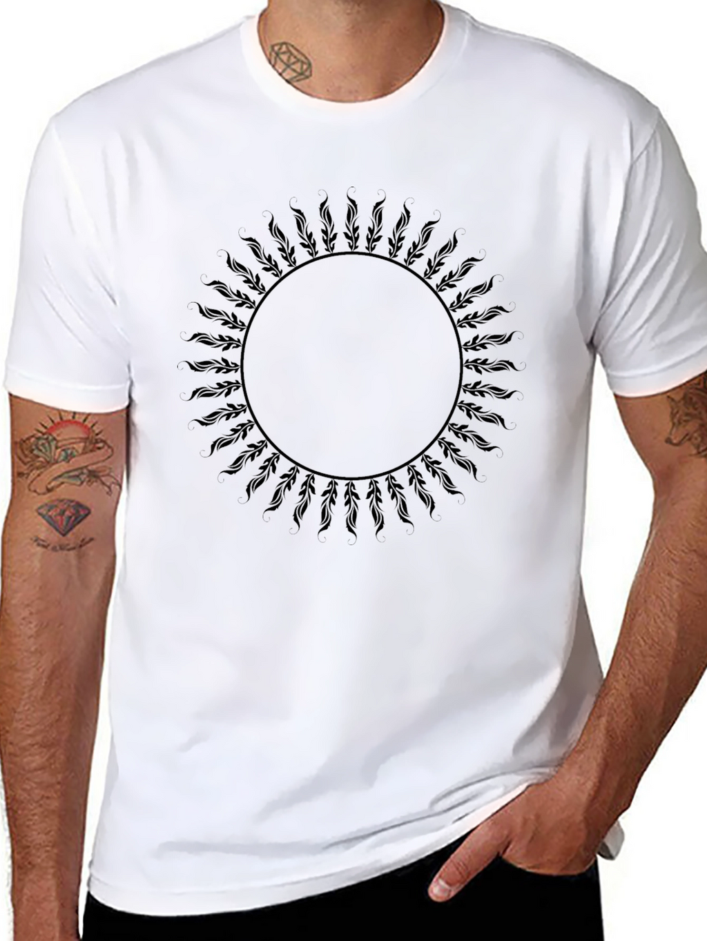 Sunburst Graphic Tee - Black Cotton Casual Shirt