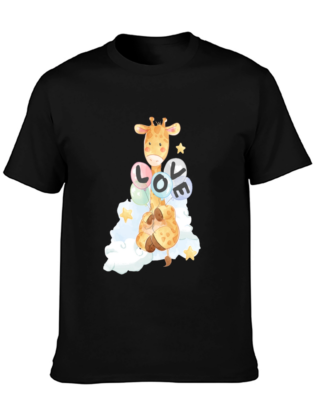Giraffe Love Balloons Graphic Tee
